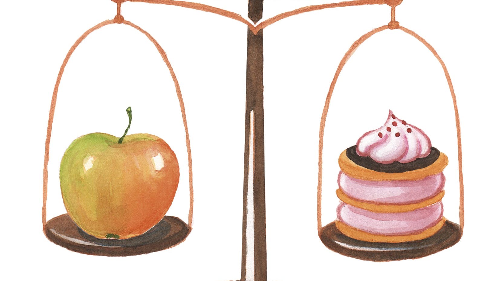 Vægt med æble og kage