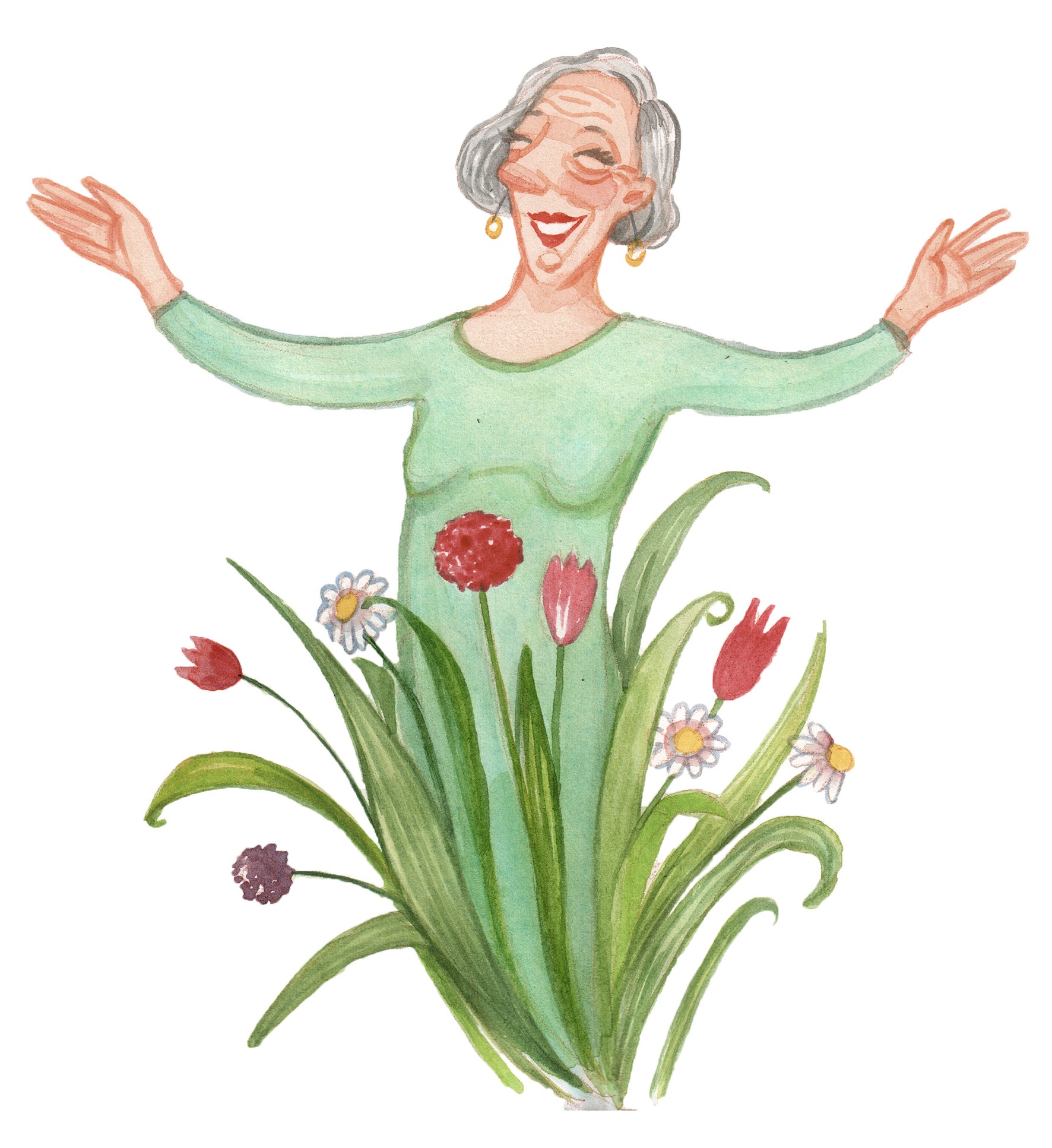 Blomstrende og glad kvinde