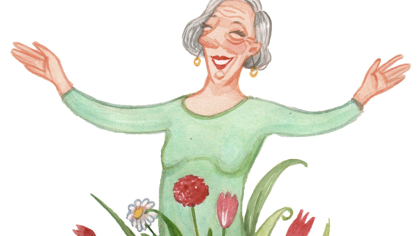 Blomstrende og glad kvinde