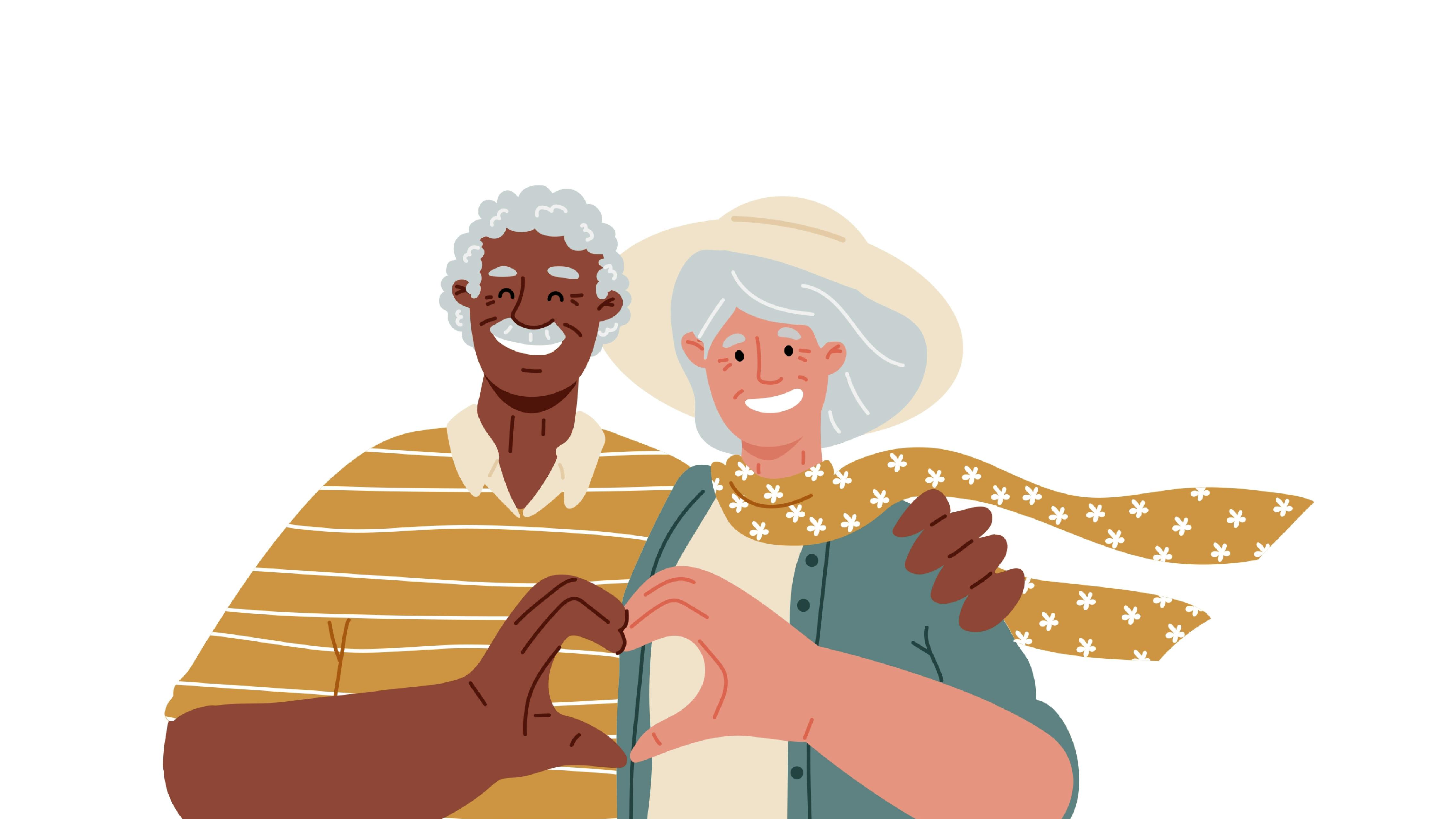 Kvinde og mand former et hjerte med sine hænder