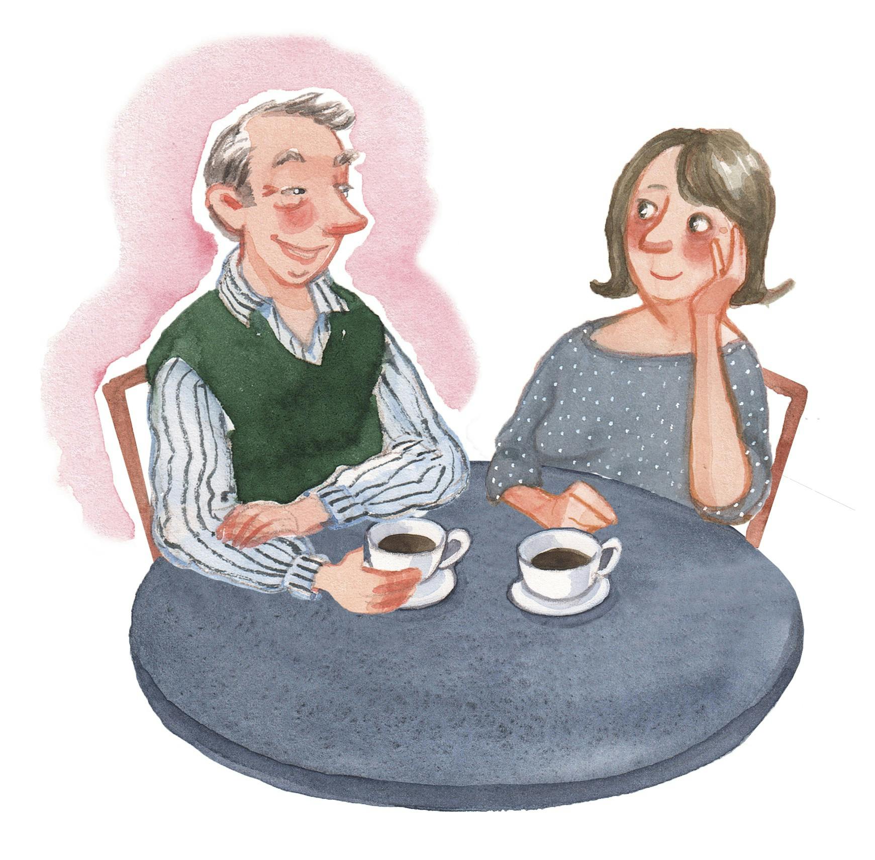 Mand og kvinde på kaffedate