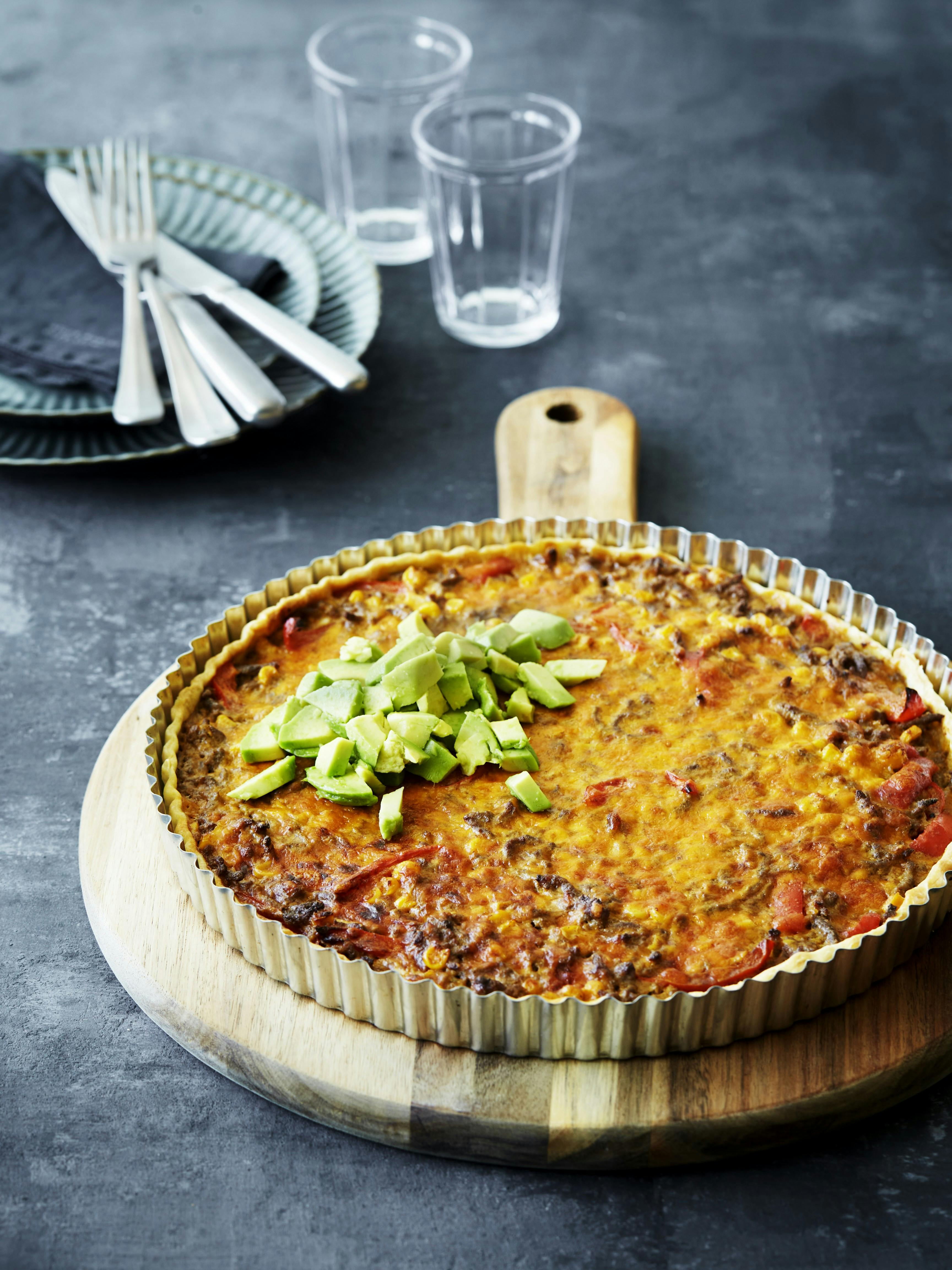 Oksekødtærte med majs og ost