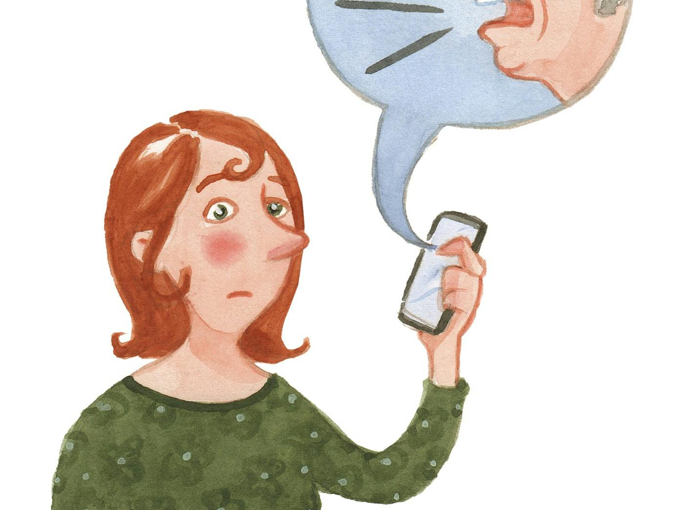 Kvinde der taler i telefon med en råbende kvinde