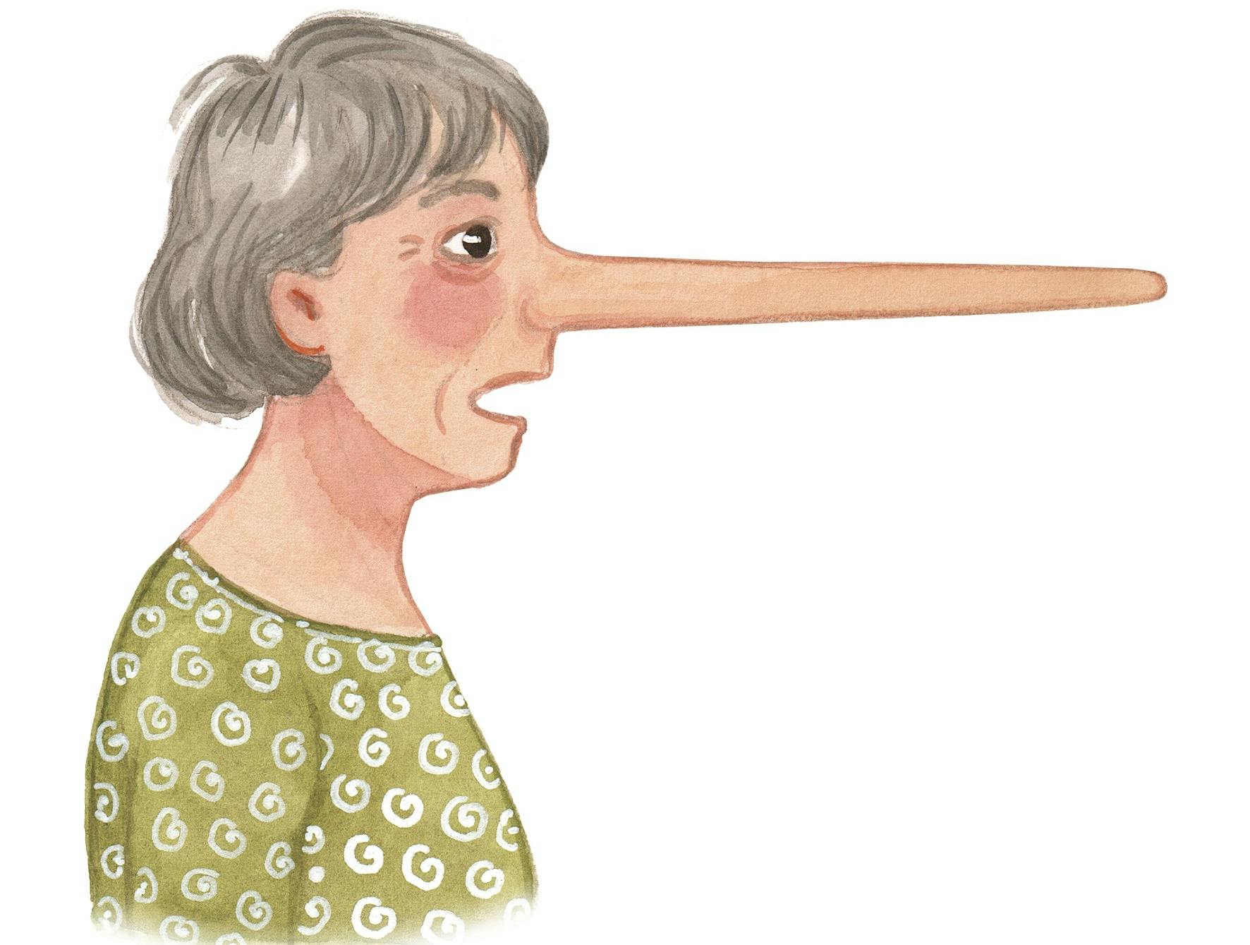 Kvinde med lang næse, fordi hun lyver