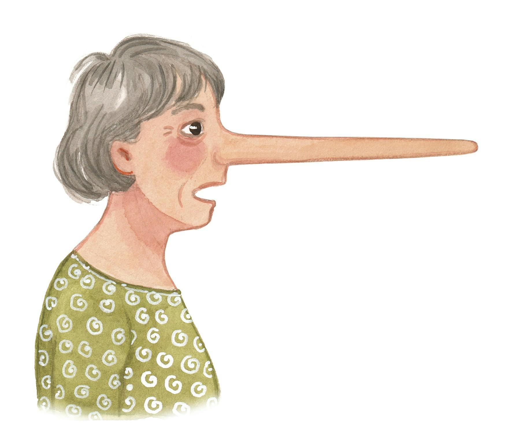 Kvinde med lang næse, fordi hun lyver