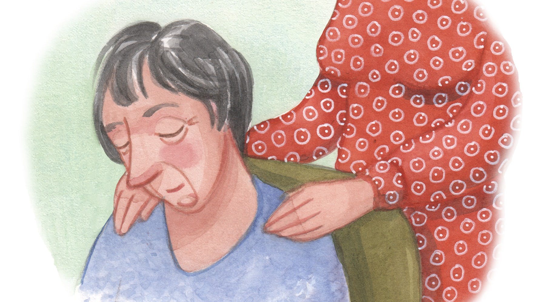 En ældre kvinde ser trist ud