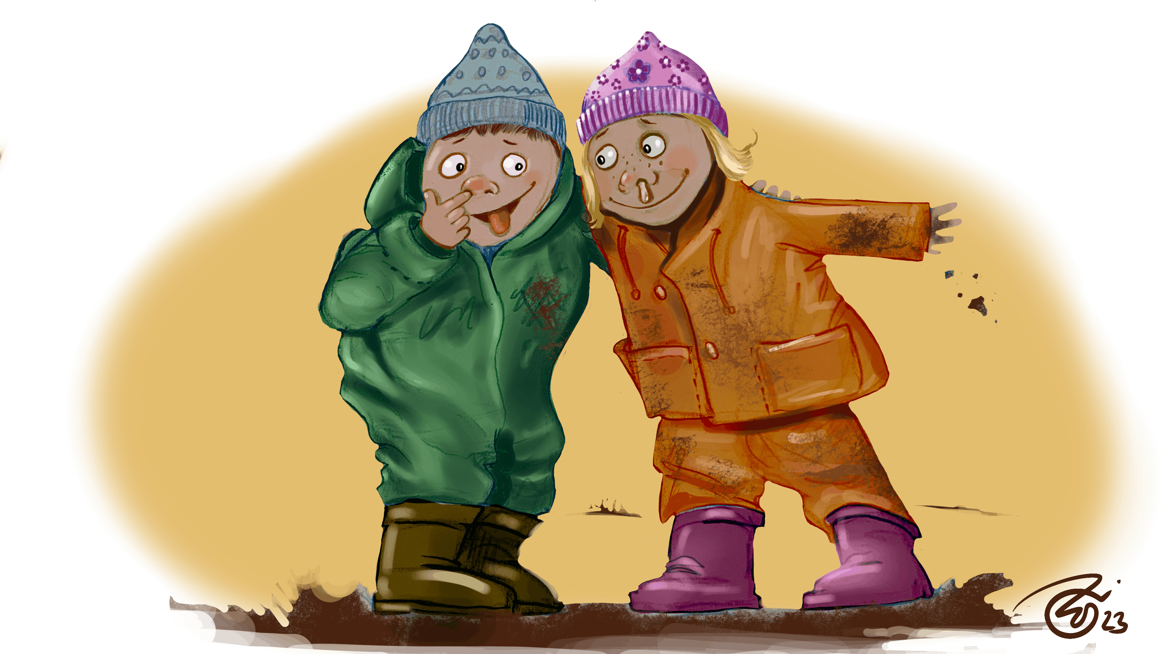 Illustration af to små børn