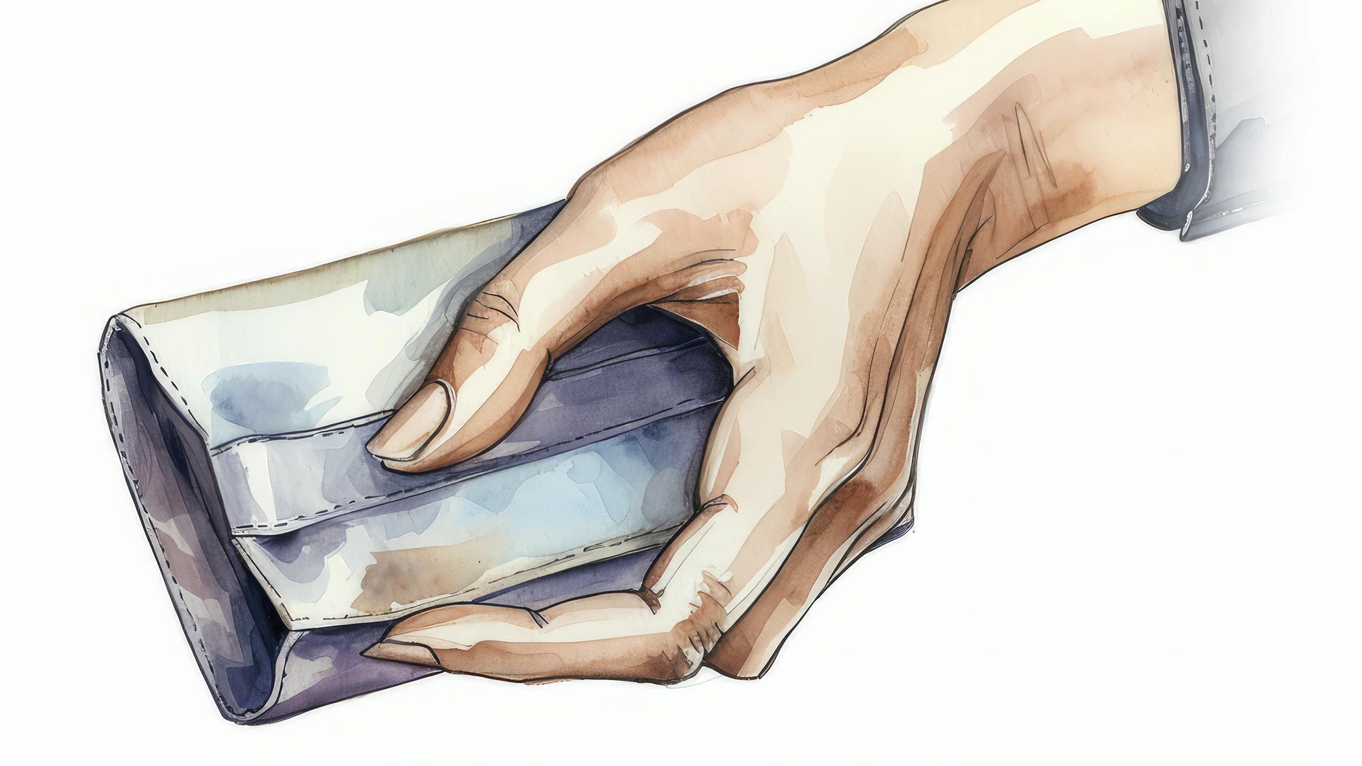 Hånd holder en pengepung