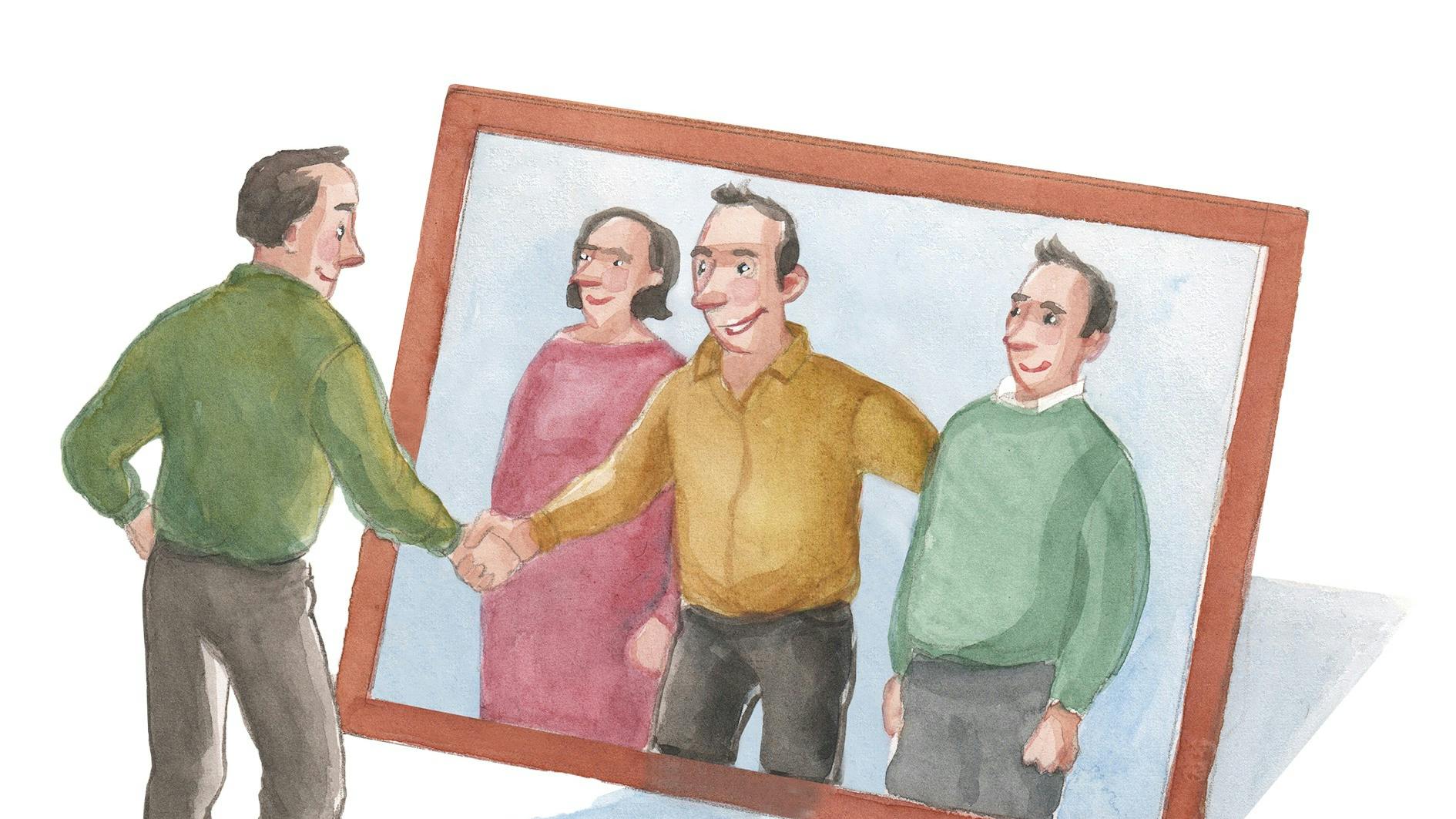 Mennesker der hilser på hinanden