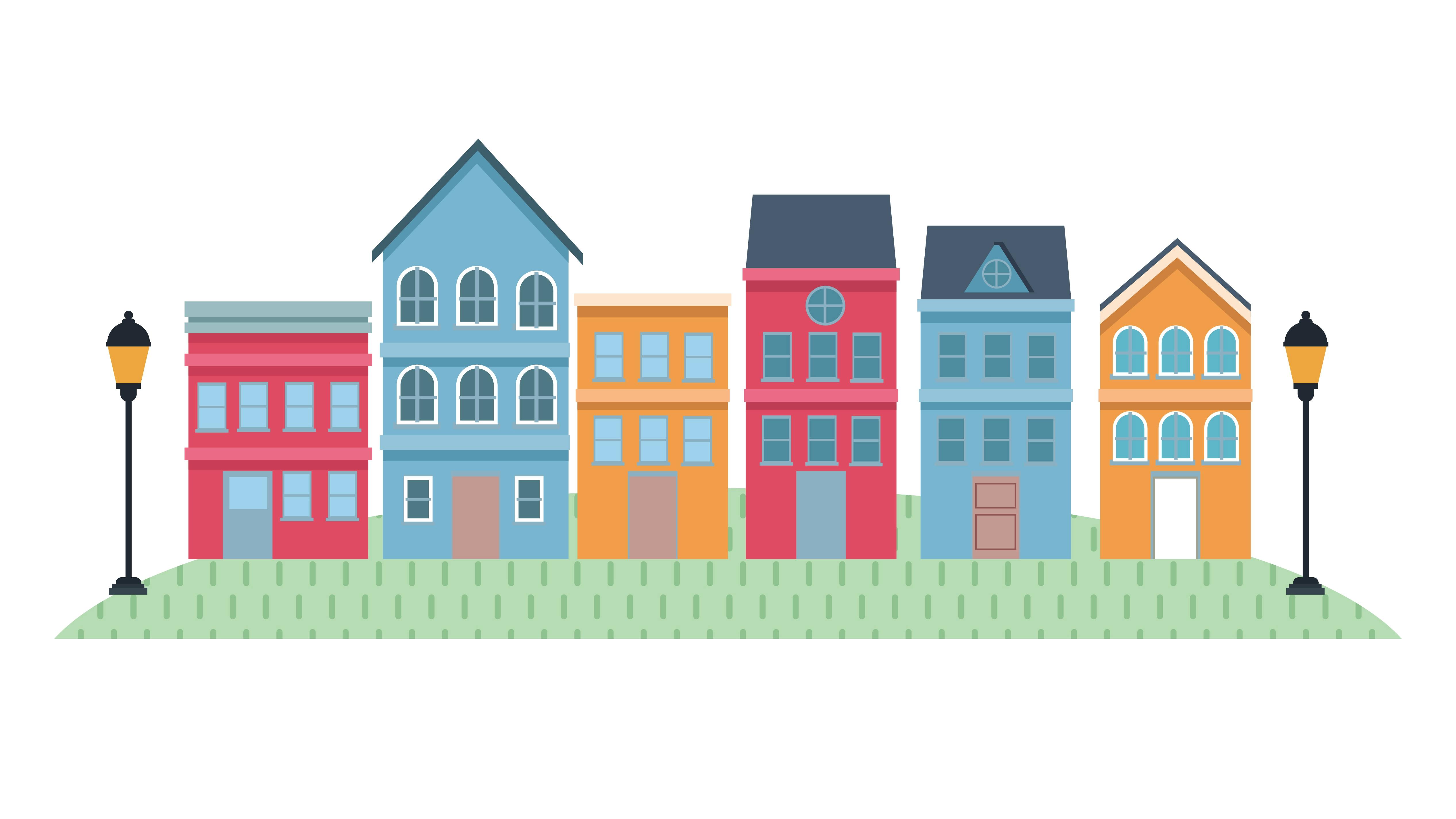 En række huse ved siden af hinanden