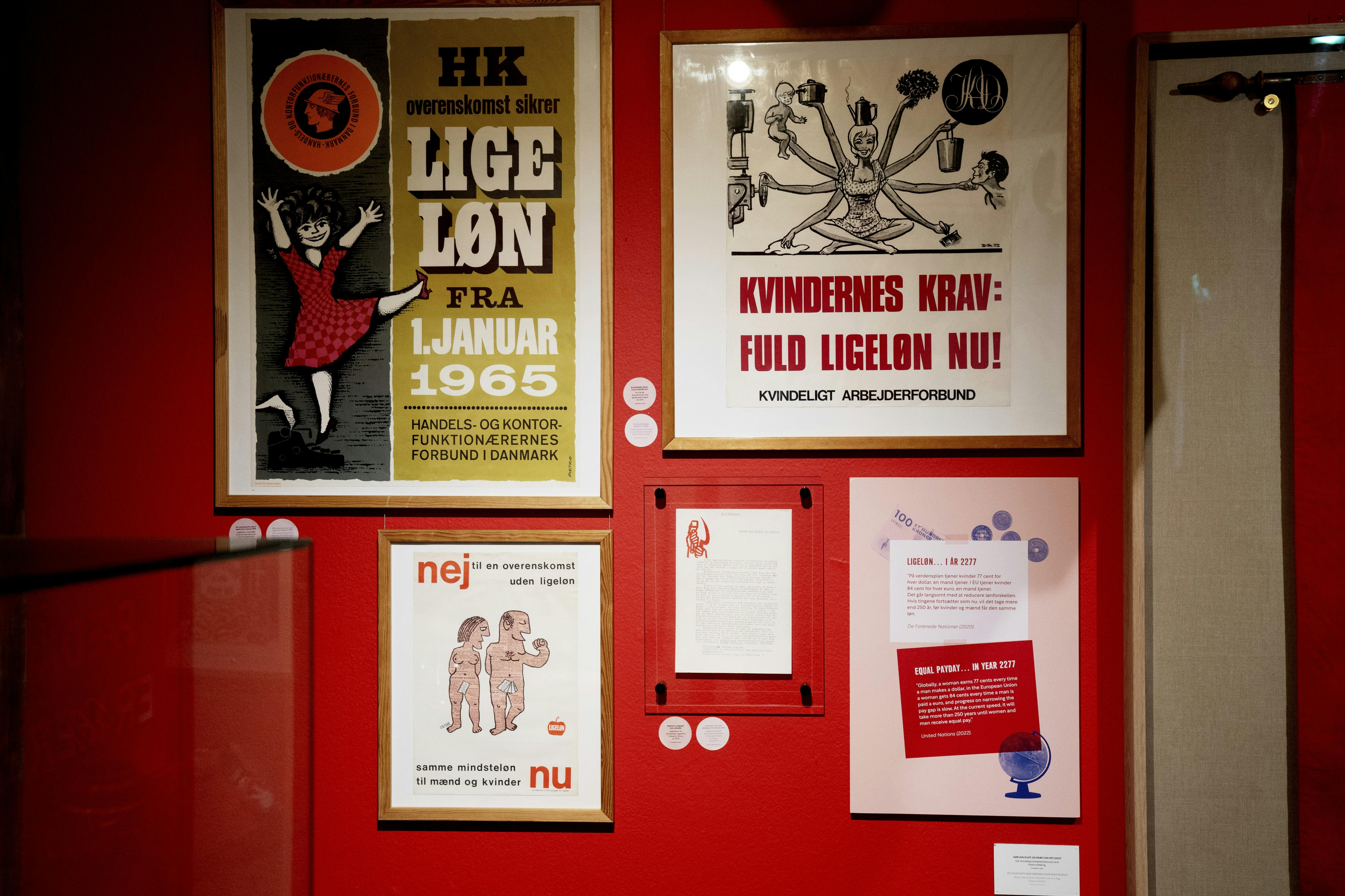Plakater fra forskellige fagforbund og organisationer. 