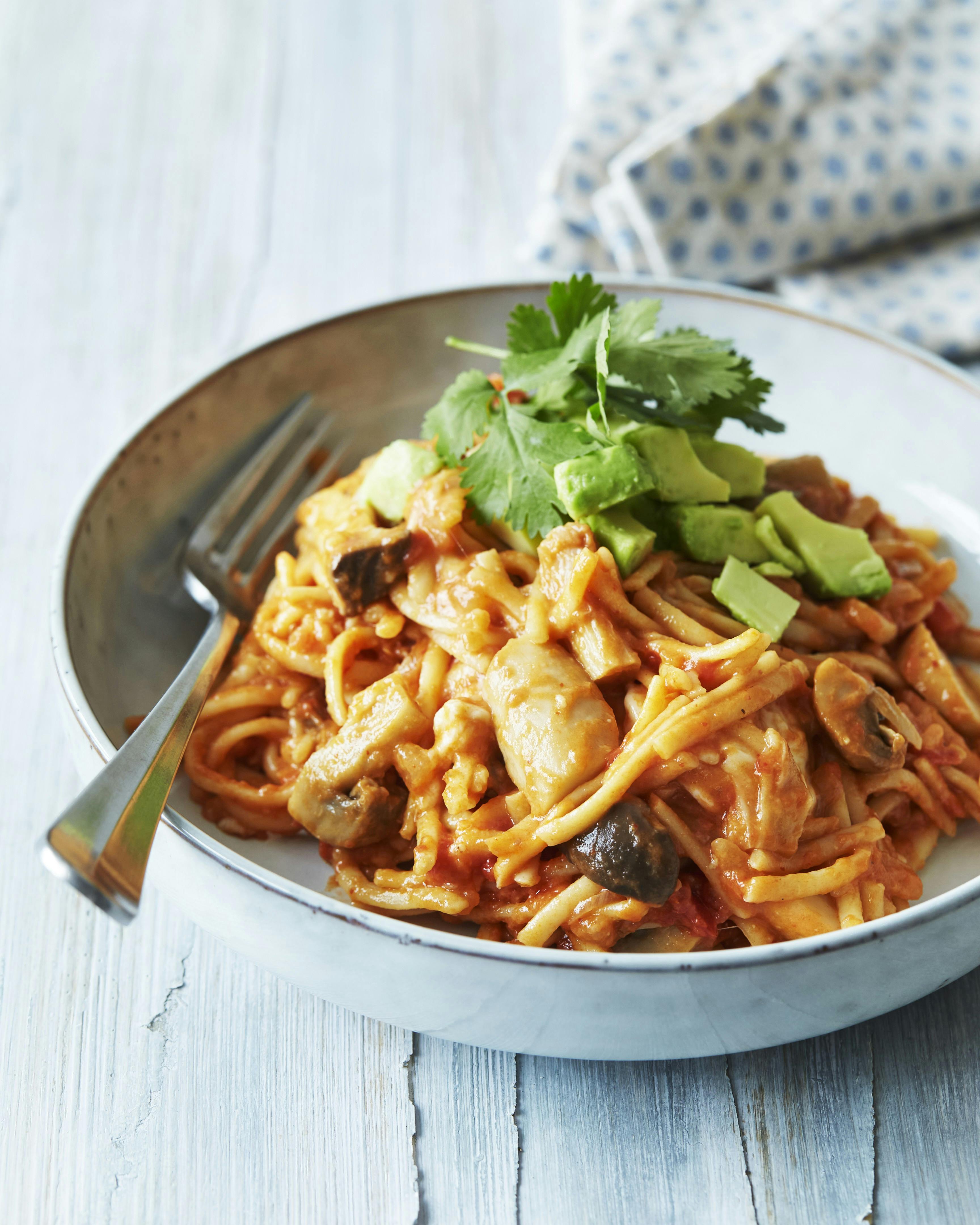 Krydret one-pot-pasta med svampe