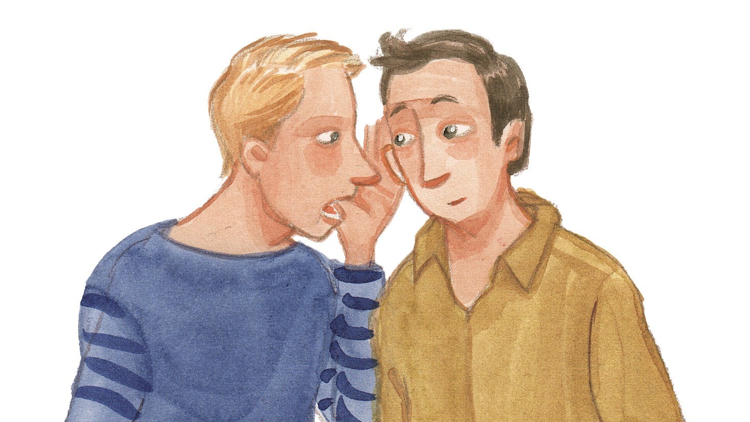 To venner, der står og hvisker