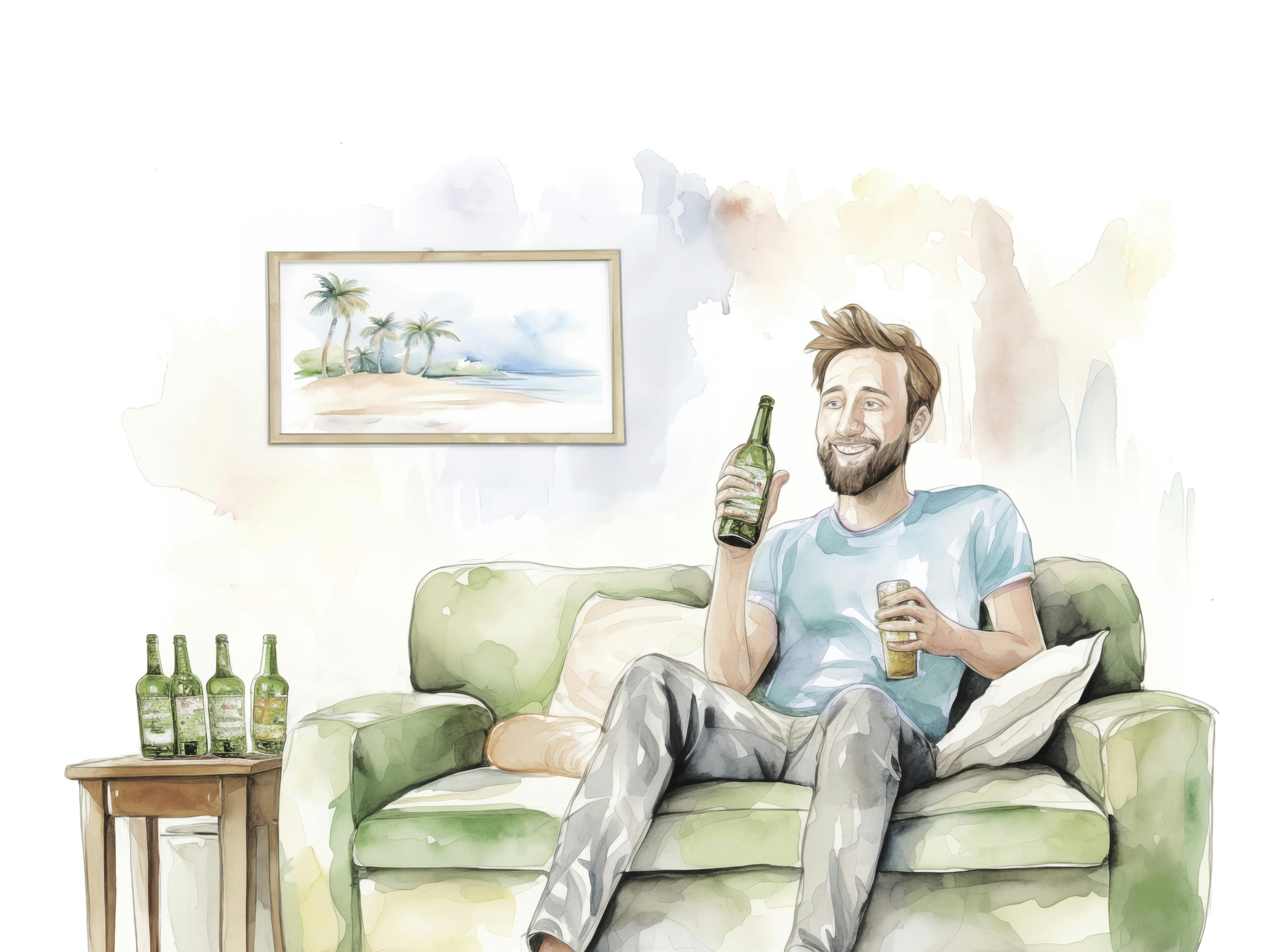 illustration af far der drikker