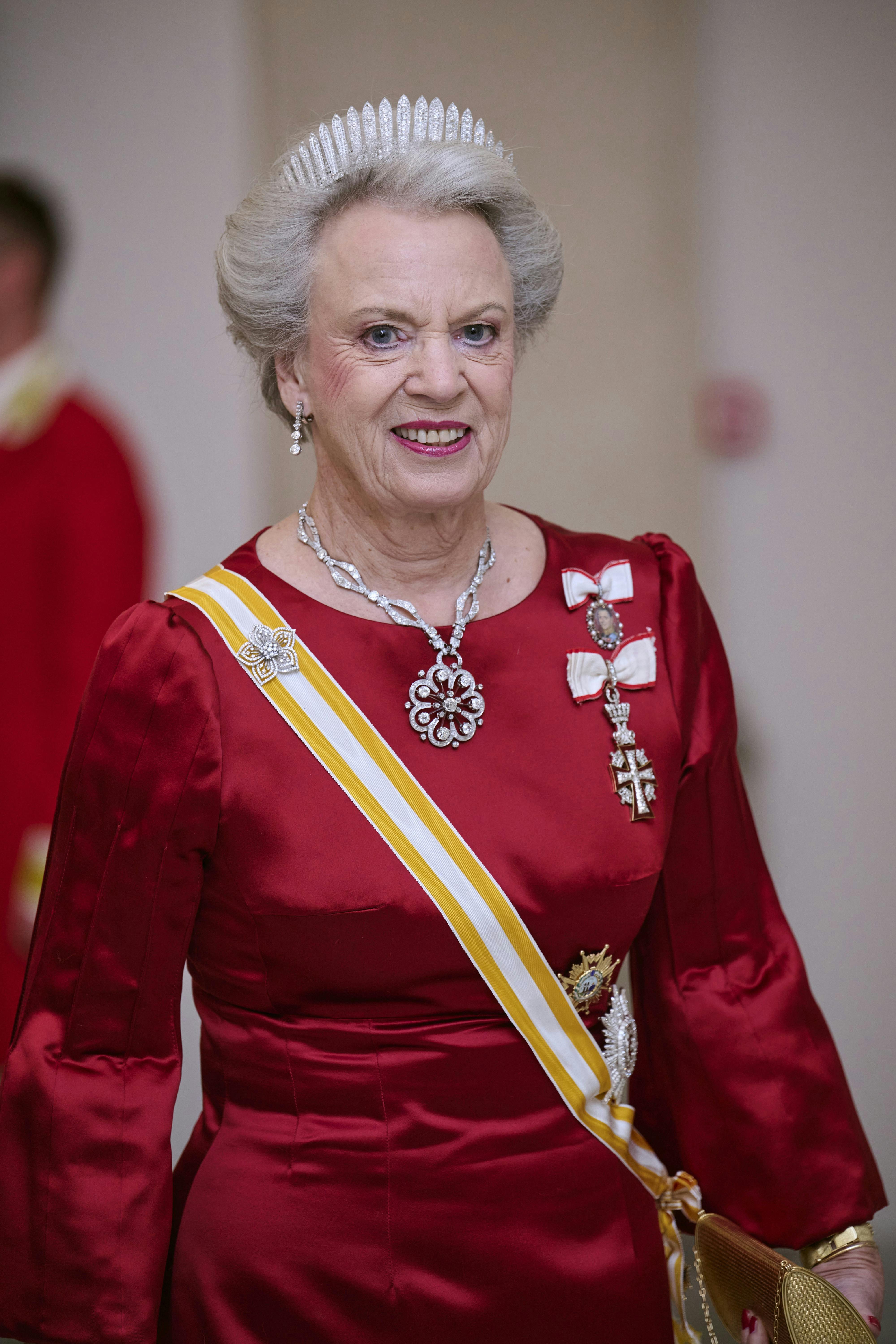 Prinsesse Benedikte til gallataffel på Christiansborg Slot i anledning af statsbesøg fra Spanien den 6. november 2023.