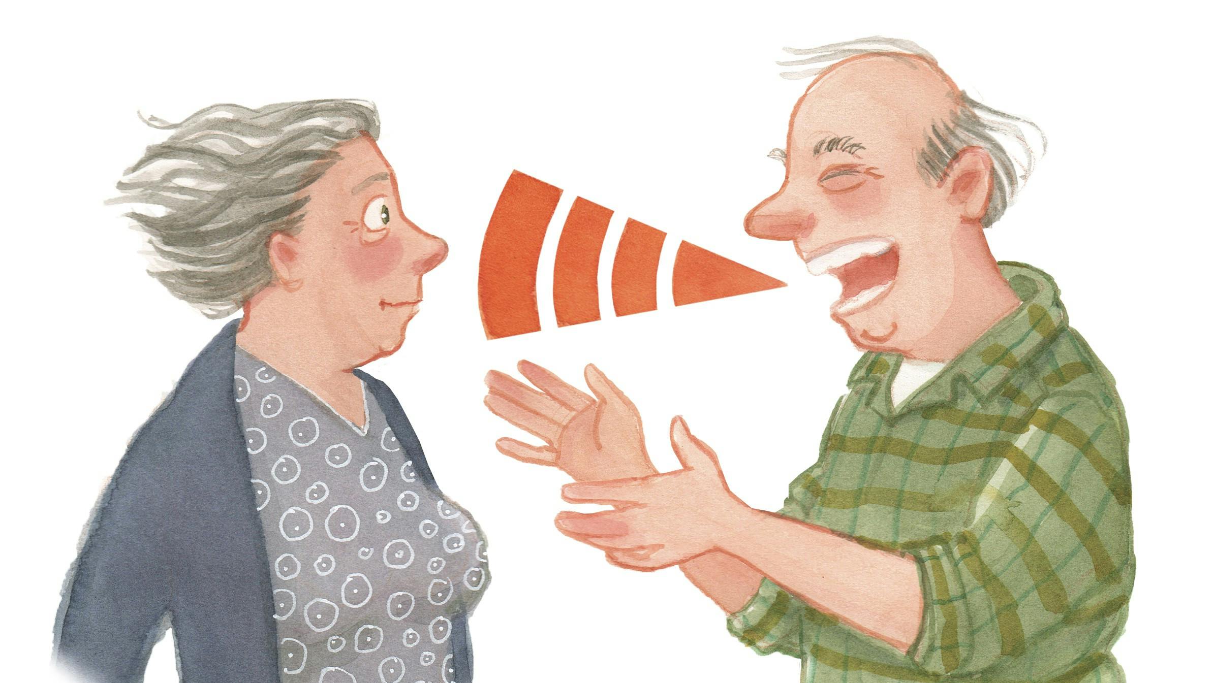 Mand råber, mens han taler med en kvinde