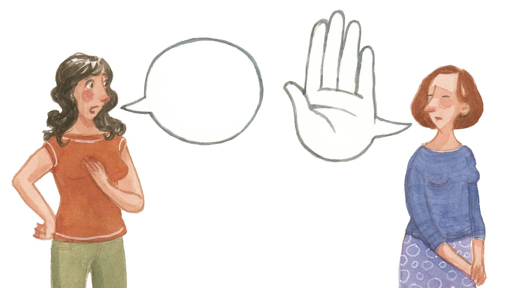 To veninder, hvor den ene veninde ikke vil tale med den anden.