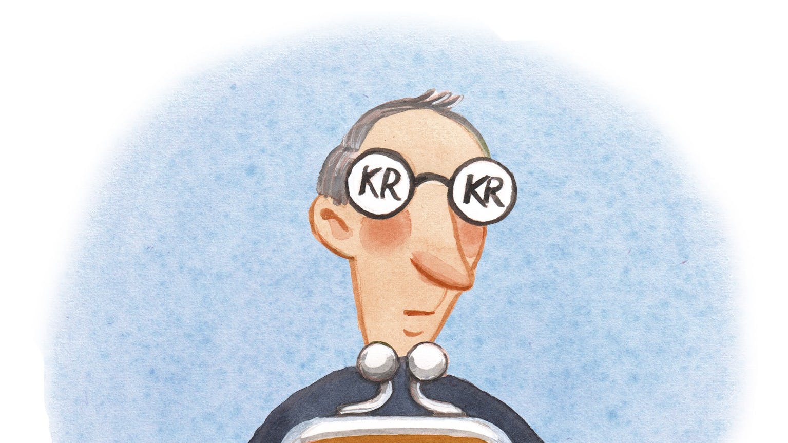 En ældre herre der klemmer om sin pung.