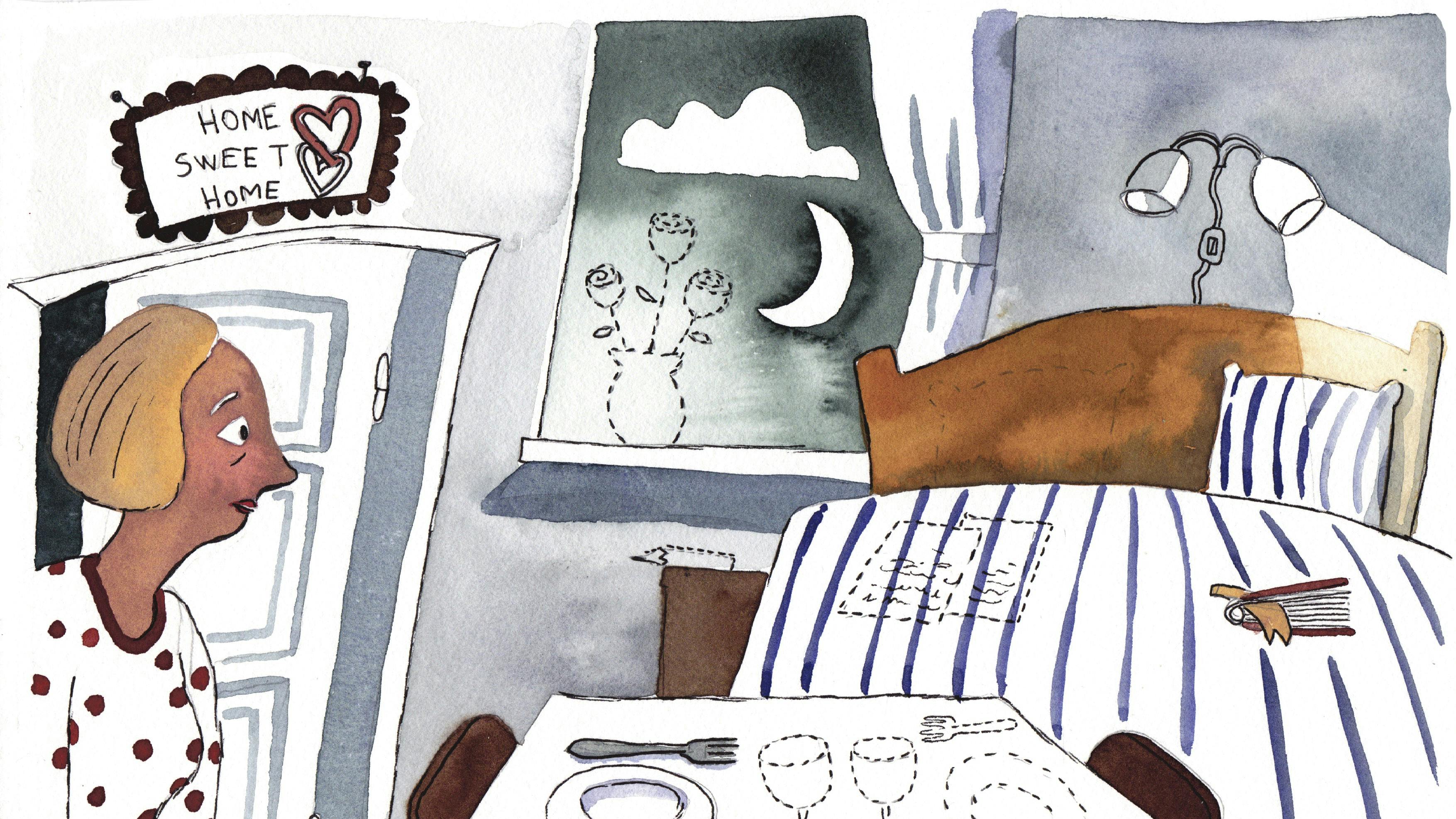 Illustration af enkekvinde