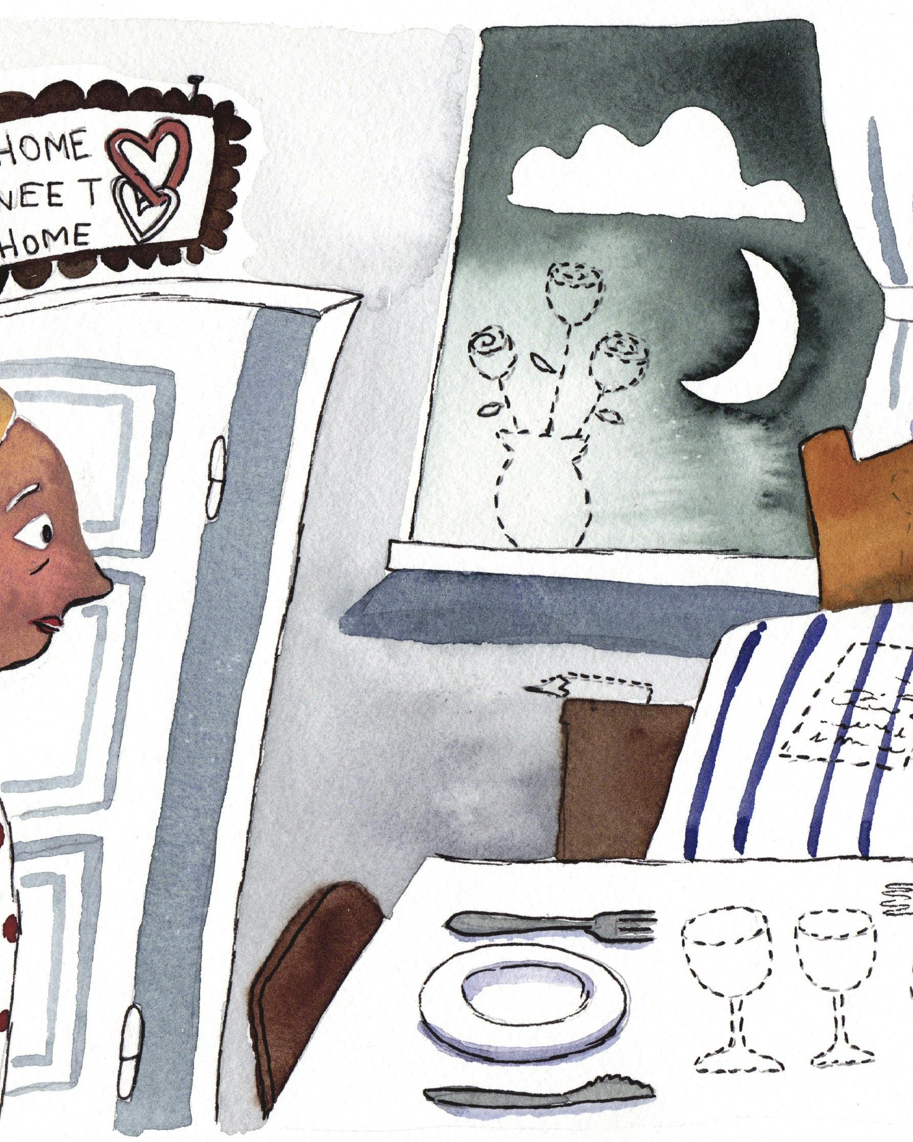 Illustration af enkekvinde