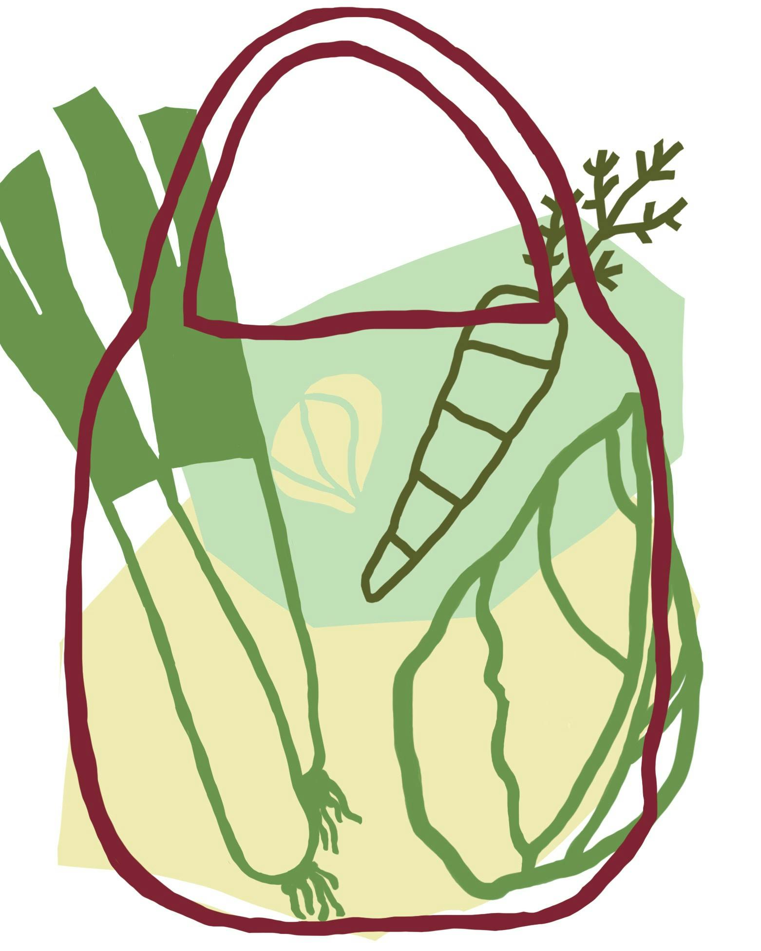 Illustration af planter i en pose