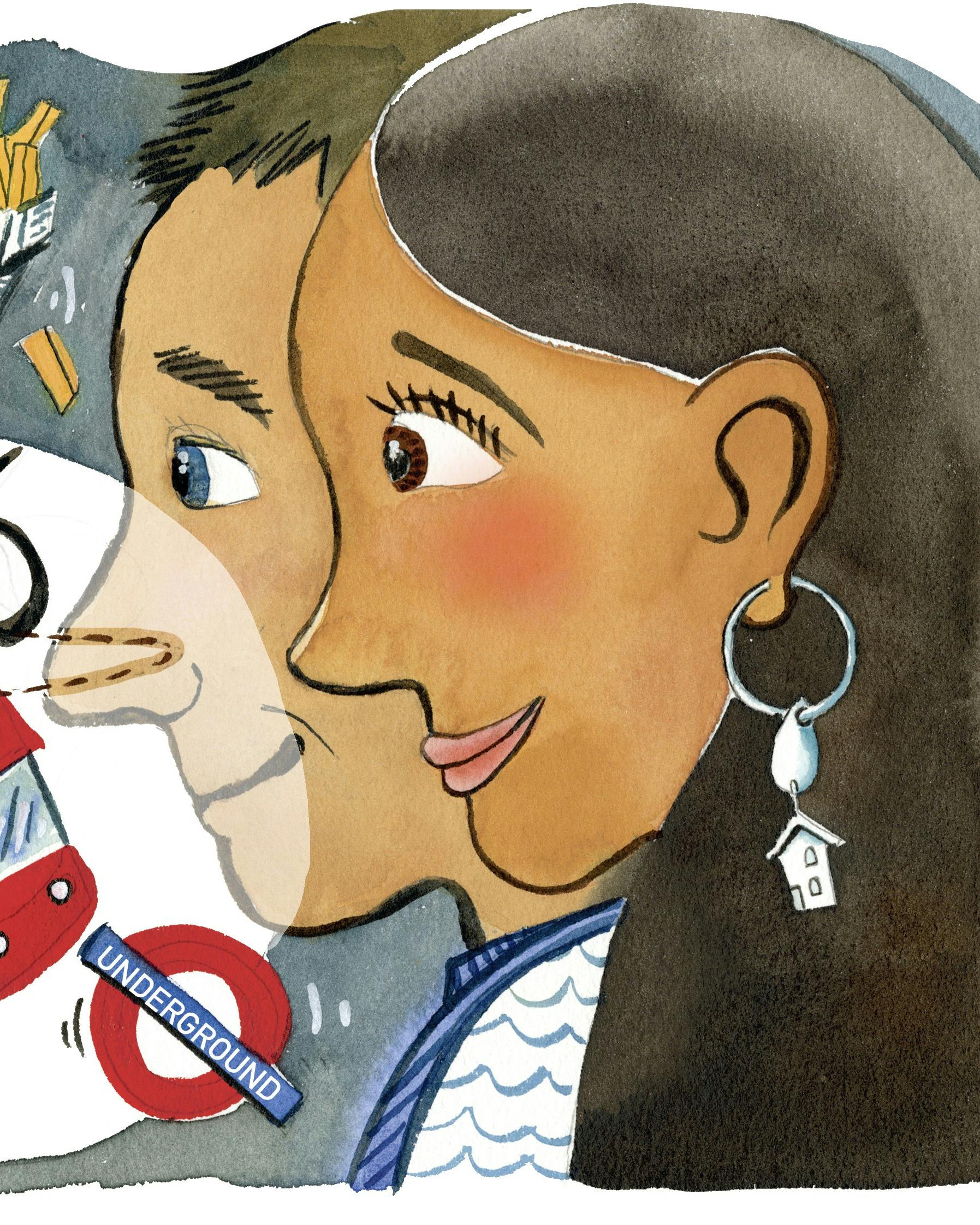 illustration af en kvinde, der står overfor et par