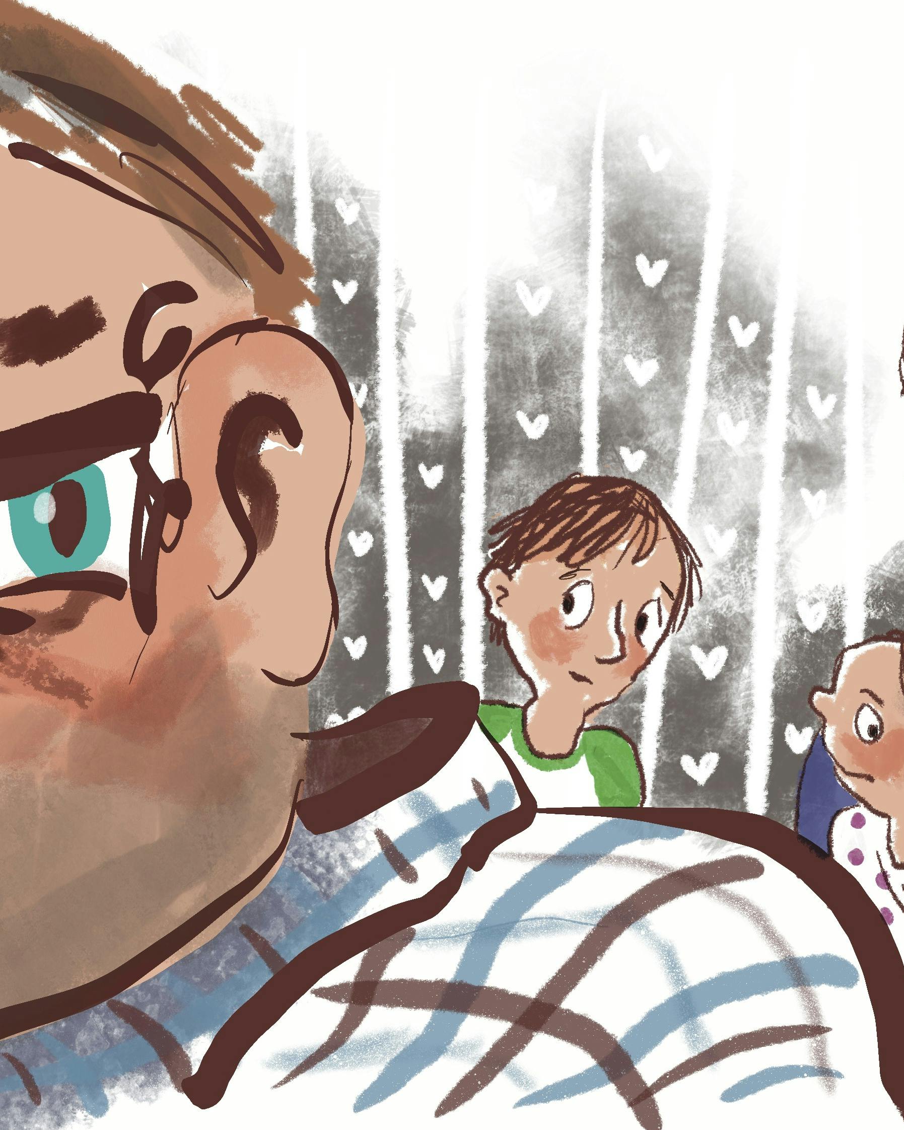 Illustration af vred familiefar