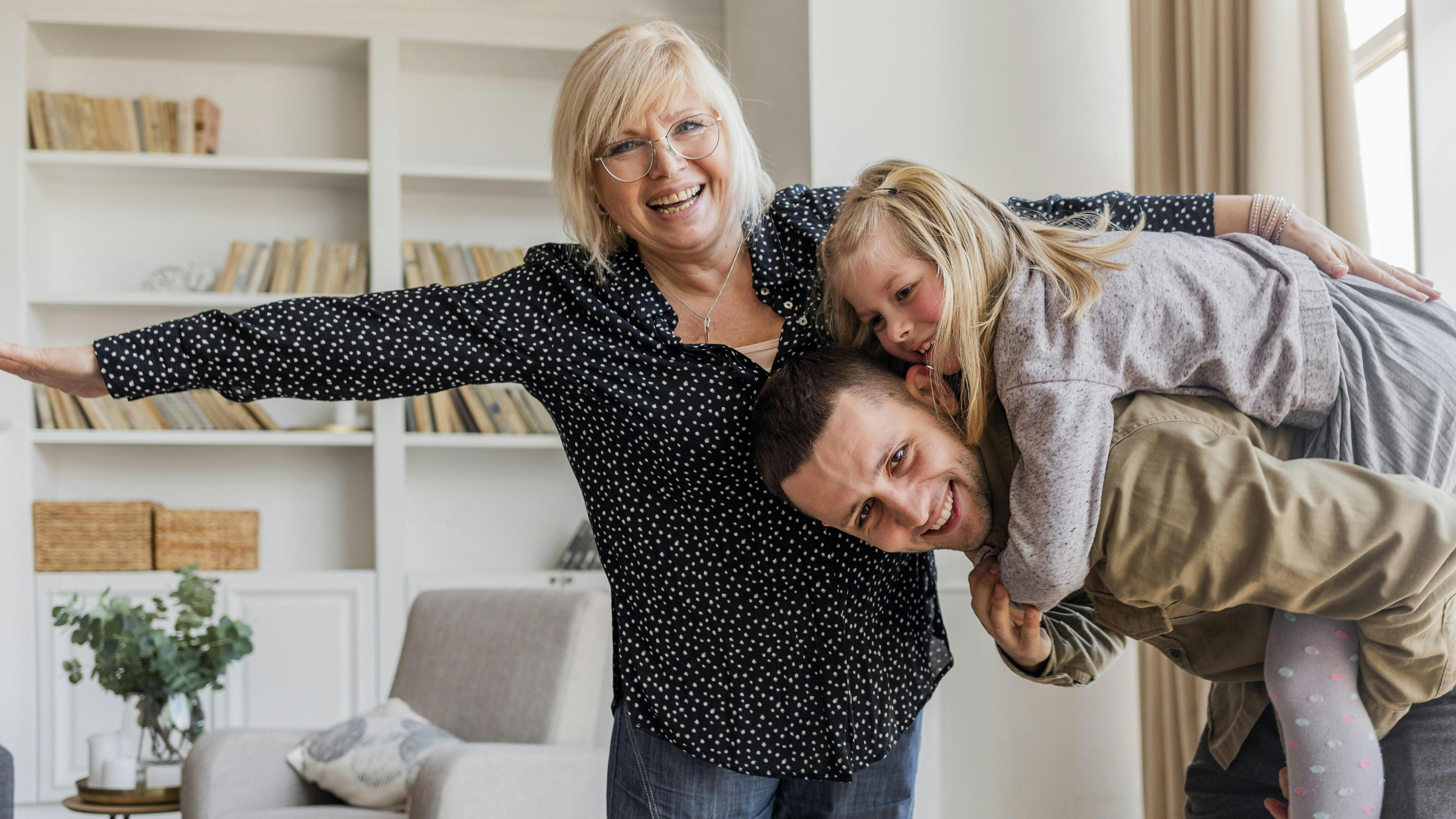 En meget glad familie