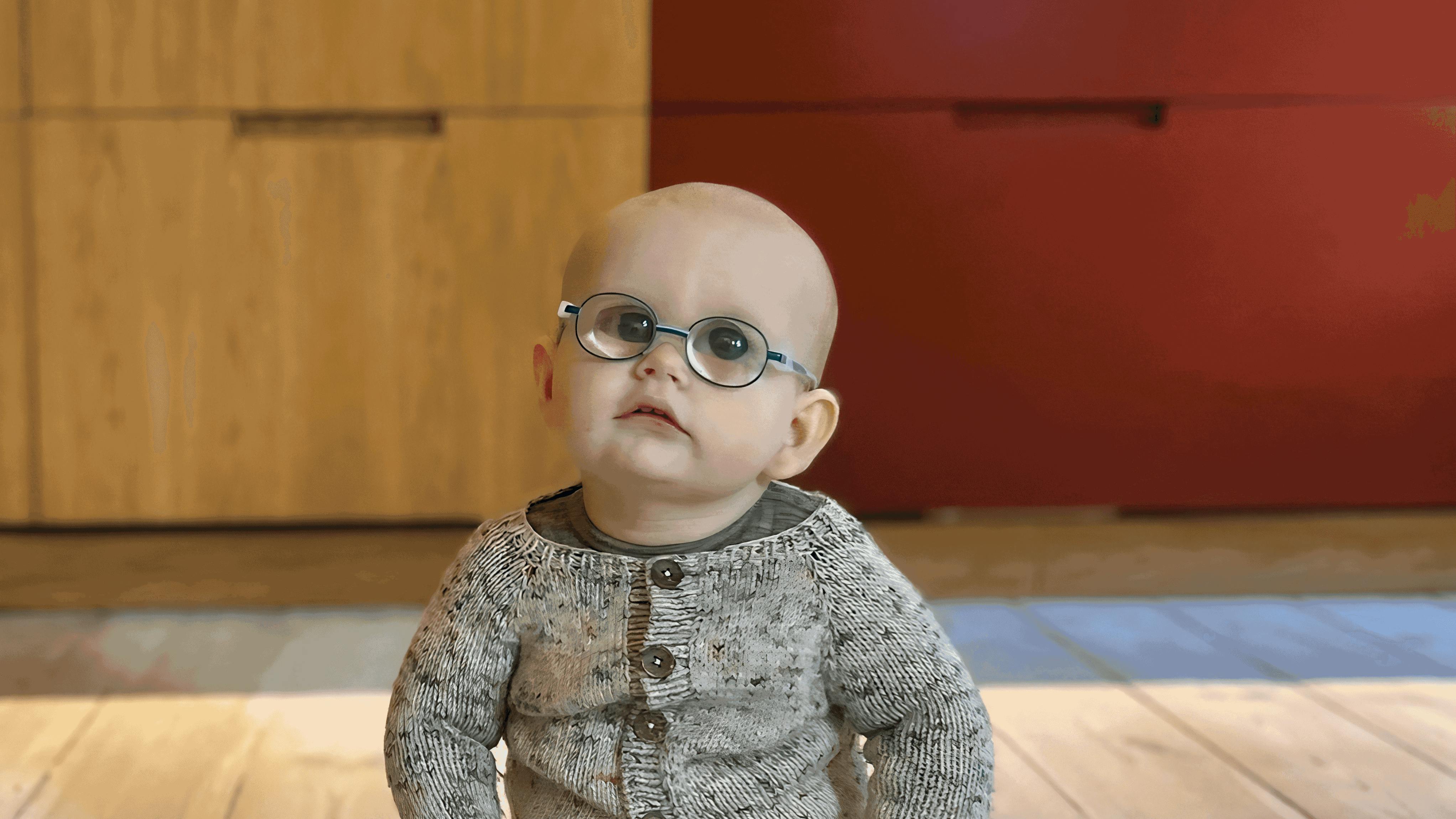 Walther sidder på gulvet