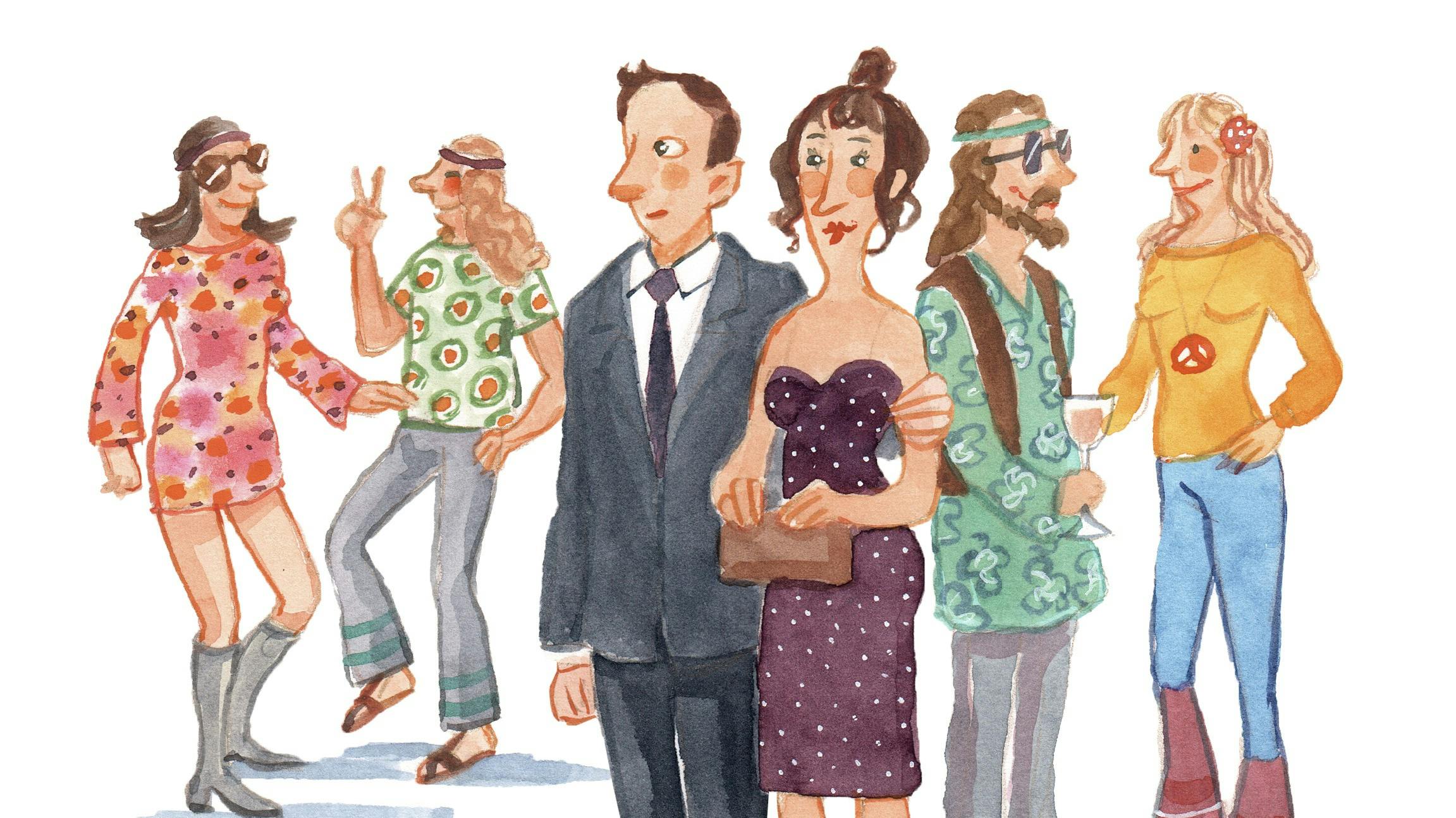 Et par, som ikke har dresset sig op til tema-aften.