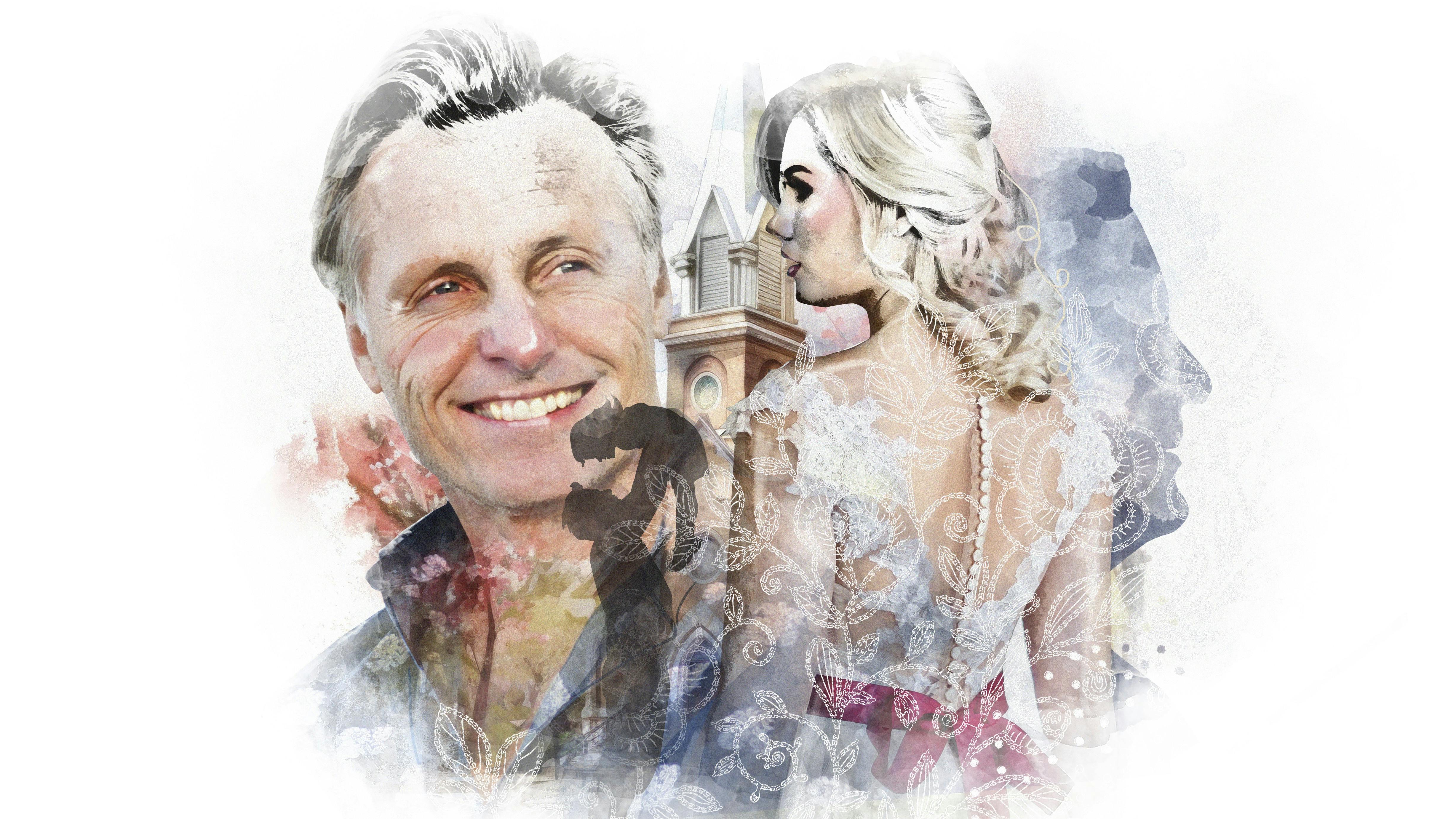 Illustration af en brud med sin far