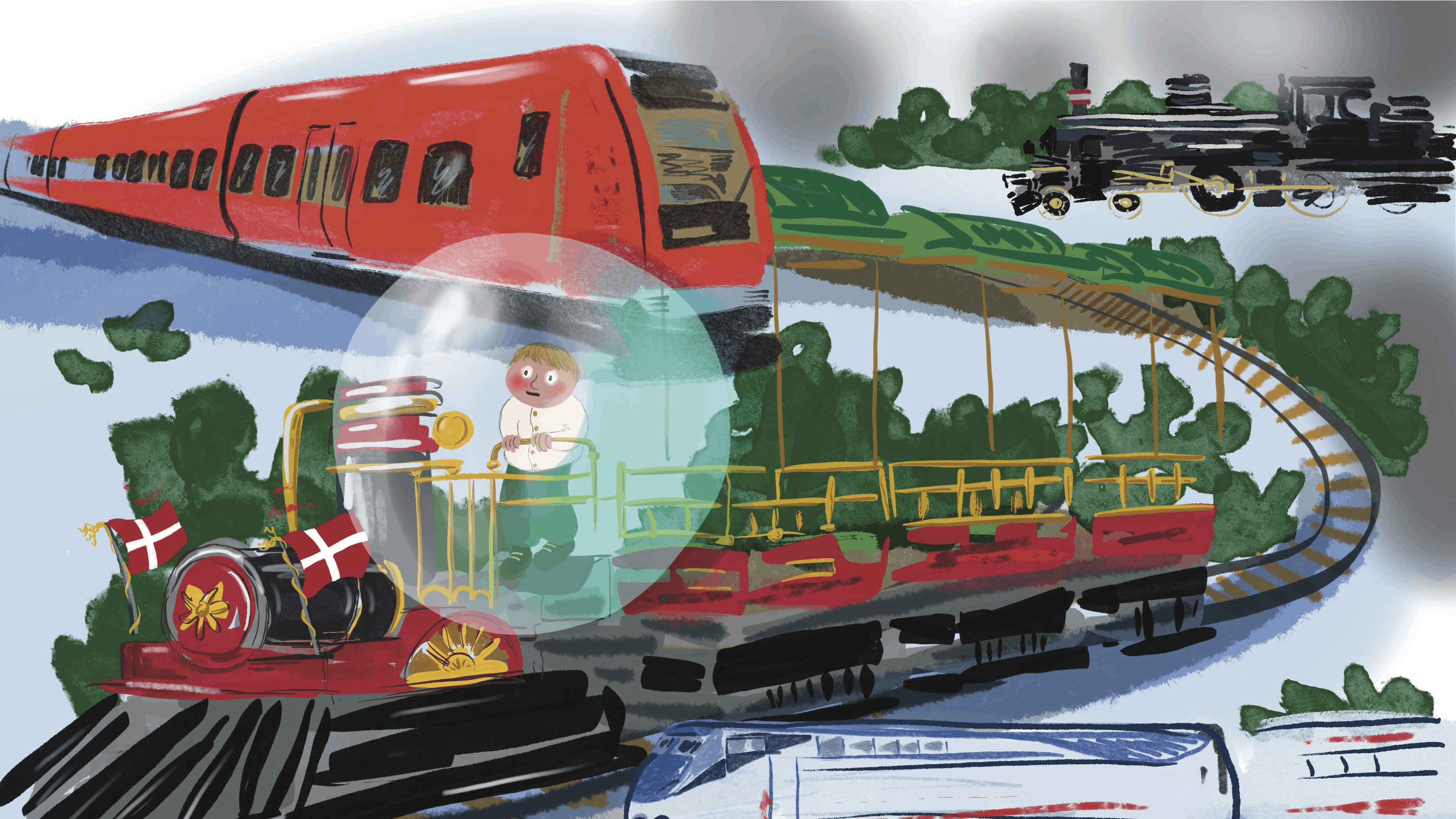 Illustration af rødt tog