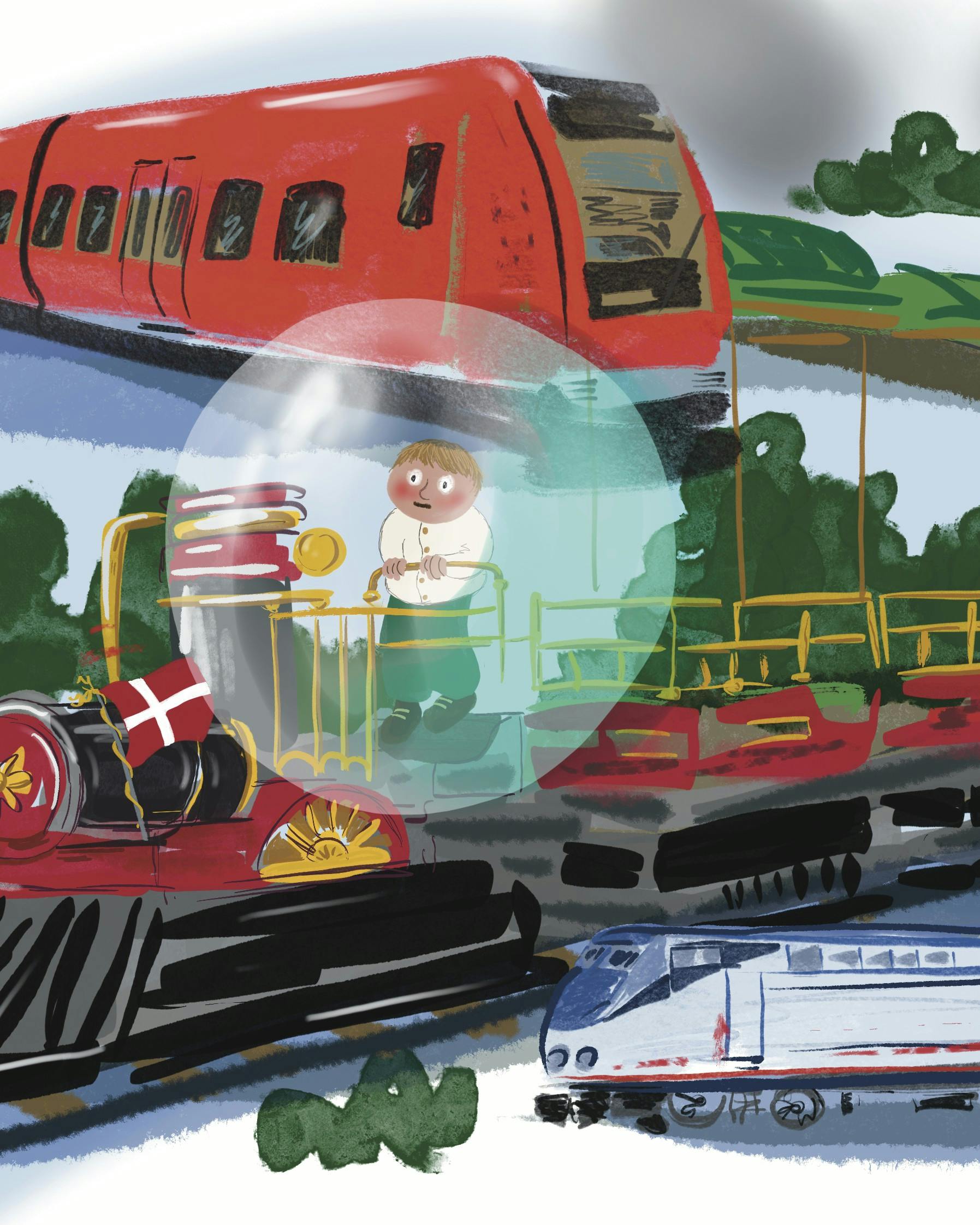 Illustration af rĂždt tog