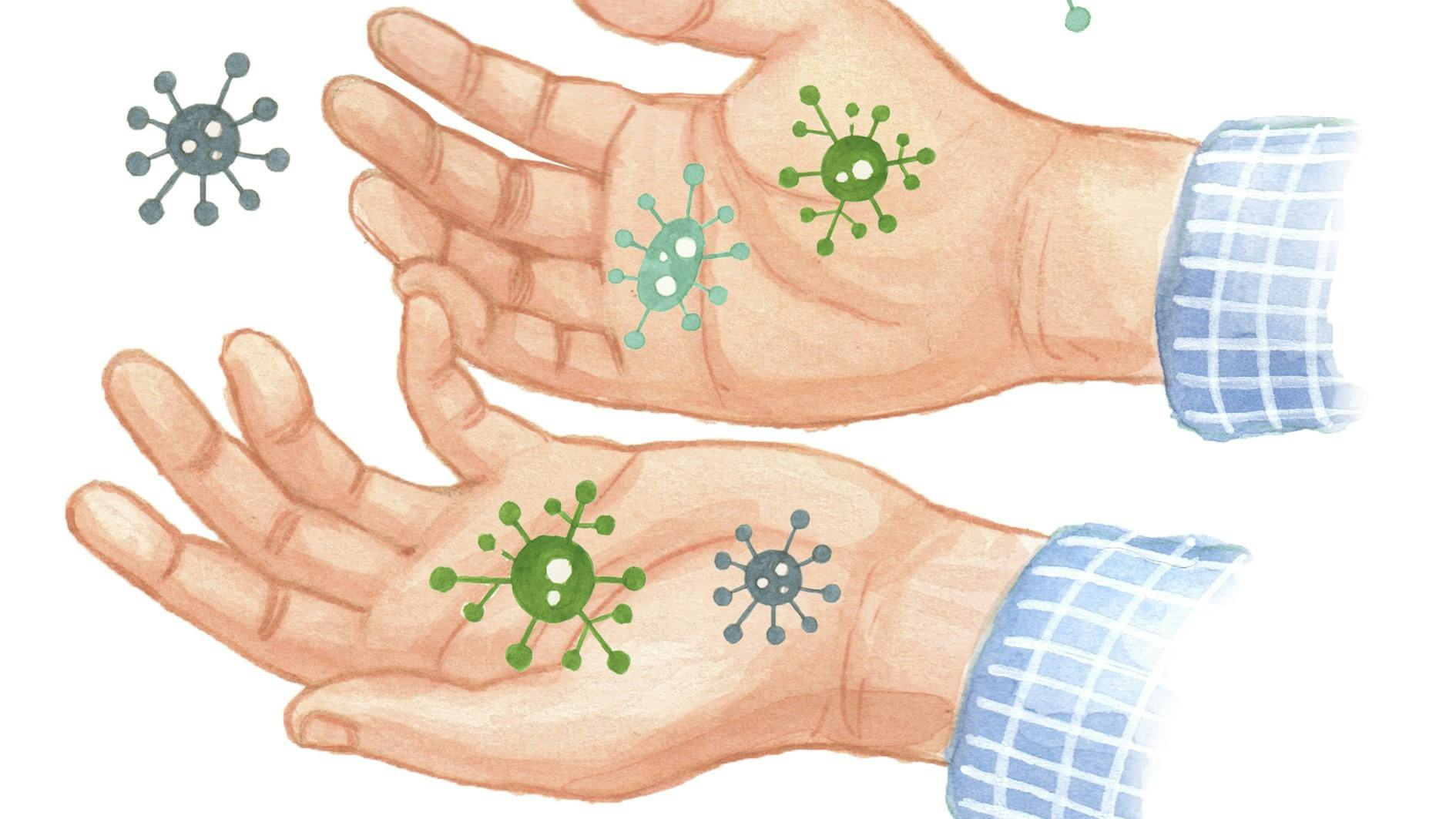 Bakterier på hænderne.