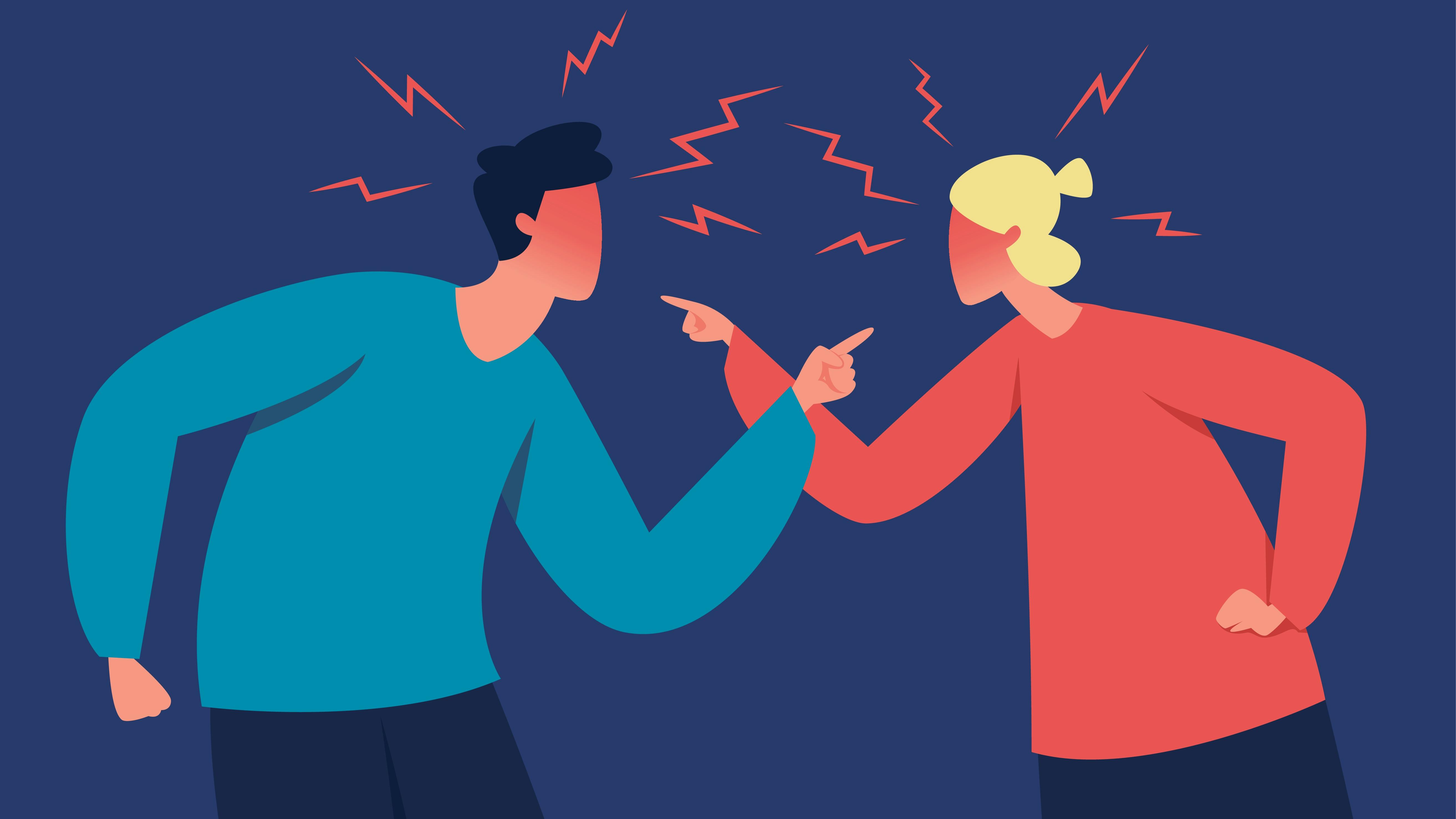 To personer, der står og diskutere.