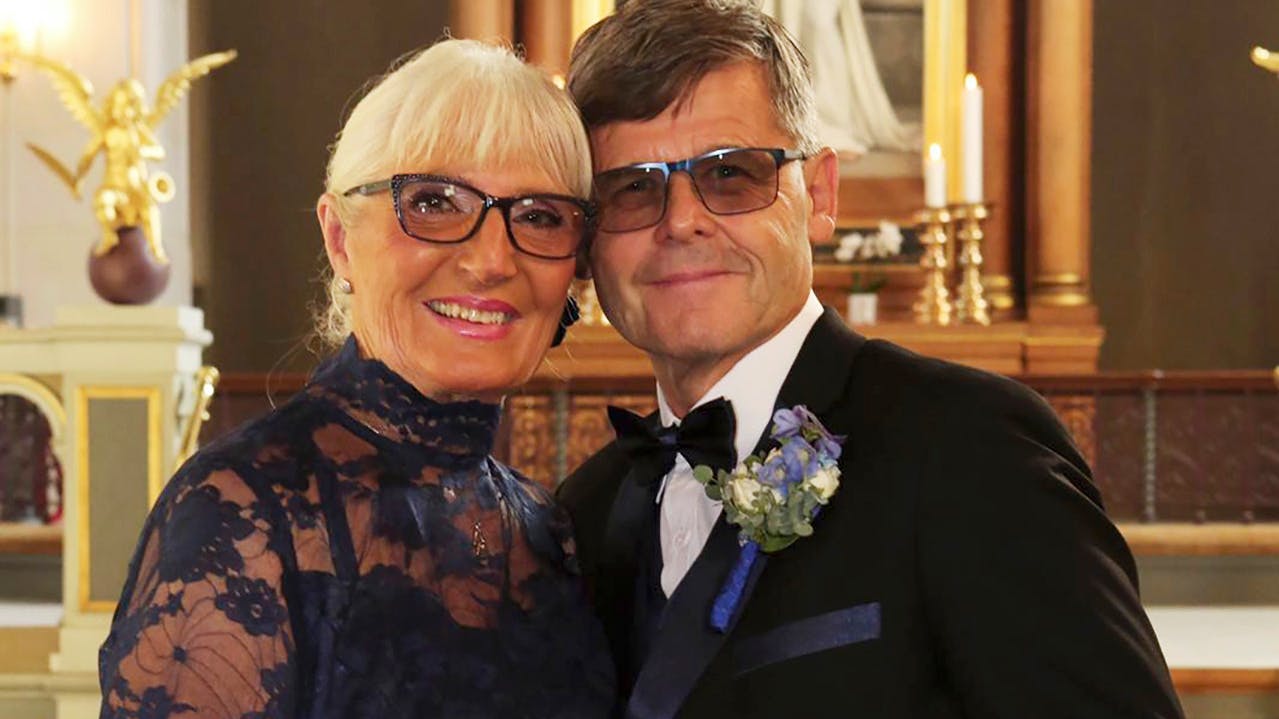 Eva og Ole, da de sagde ”ja” til hinanden i 2019.