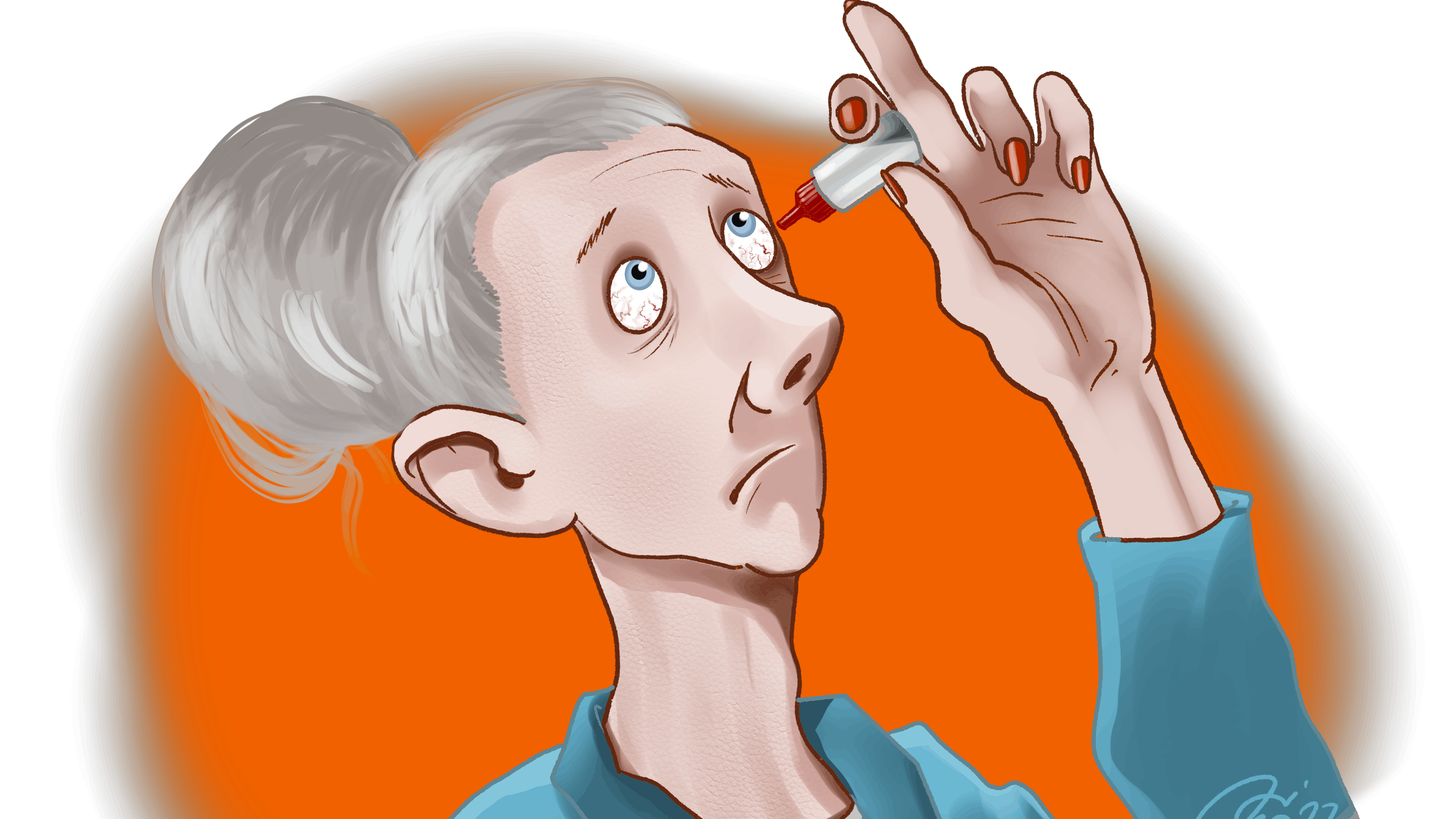 Kvinde drypper sine øjne