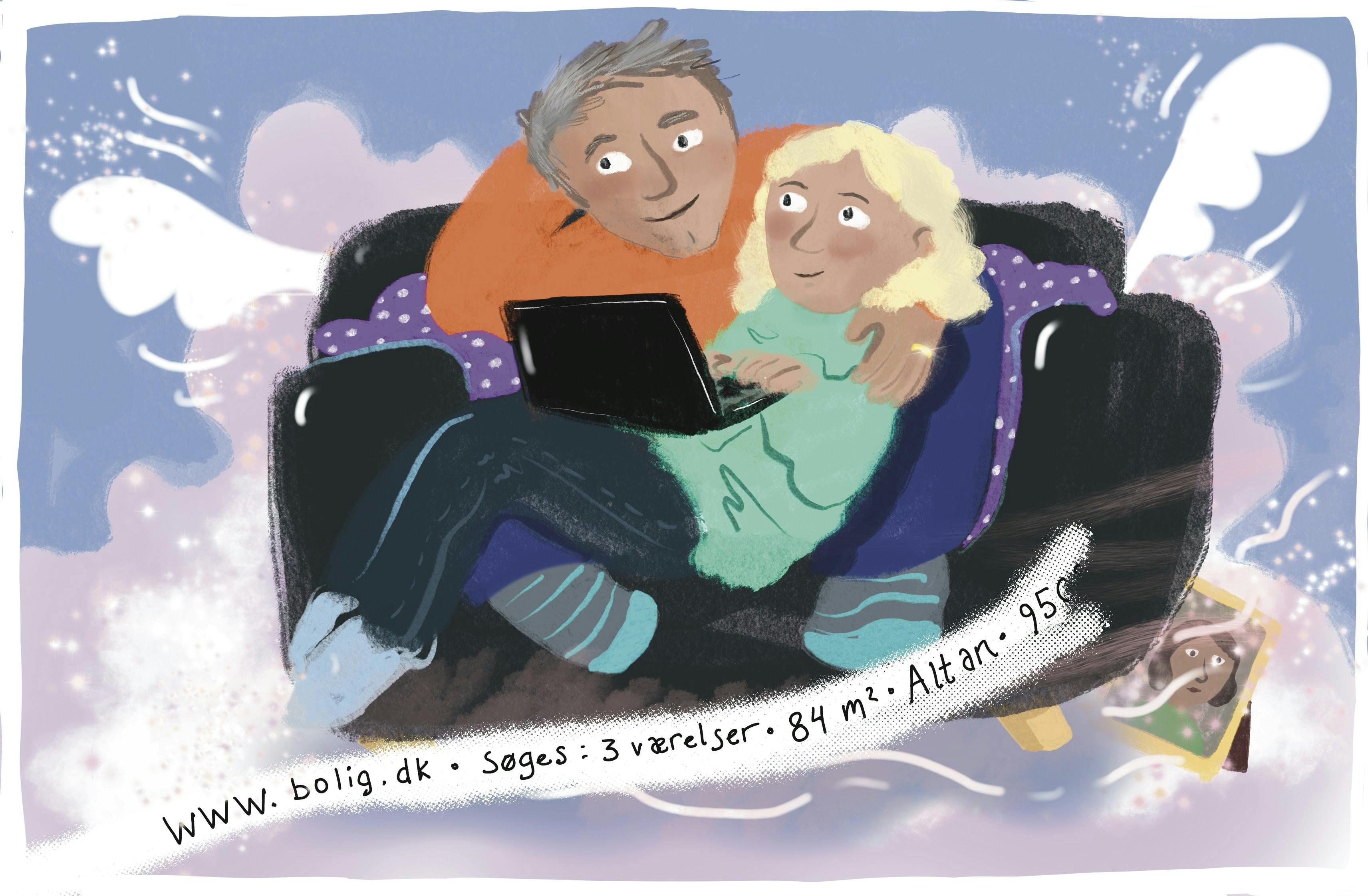 Par sidder sammen i sofa