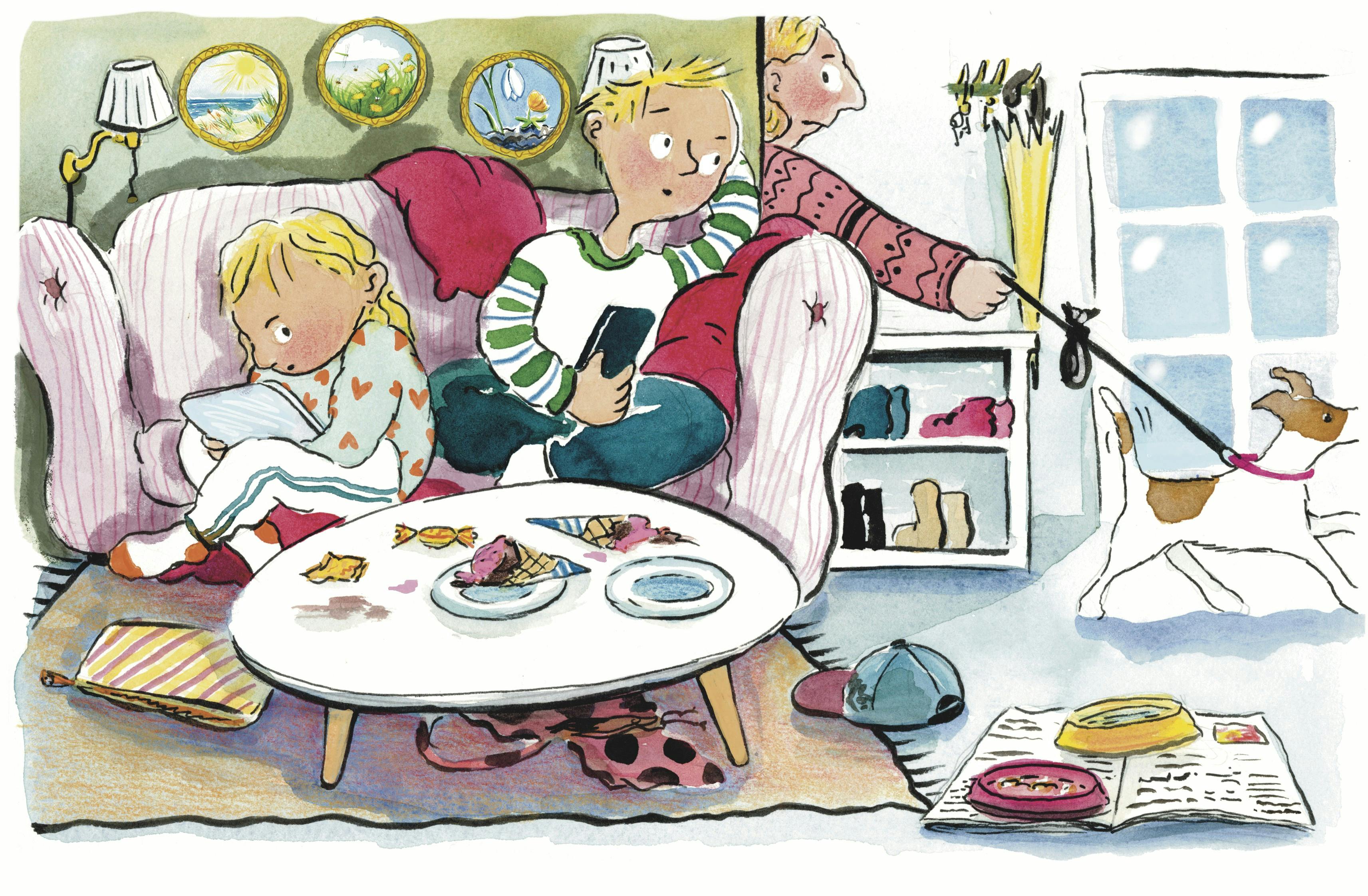 Børnebørn sviner hos mormor
