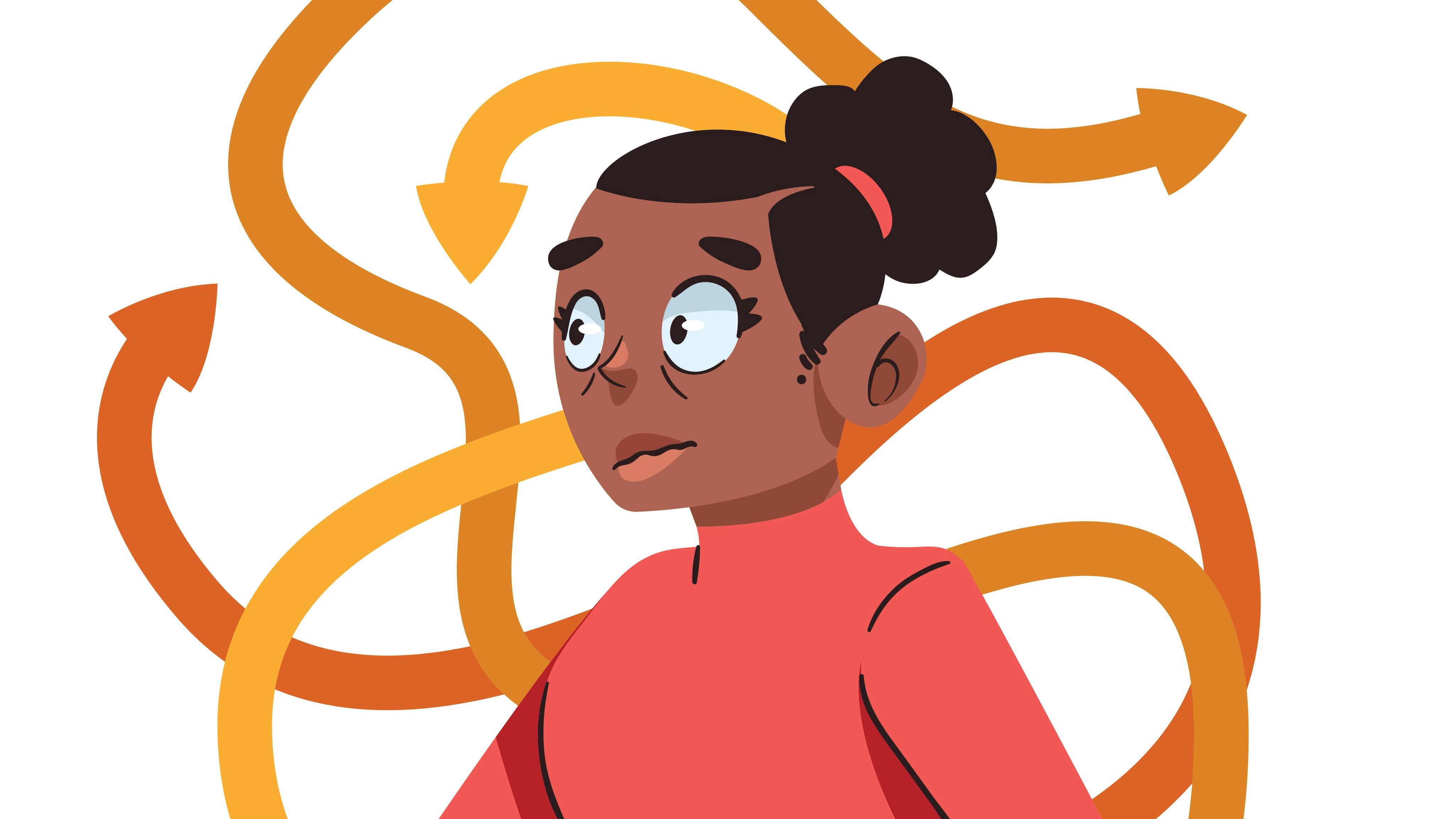 Forvirret, travl, ung kvinde