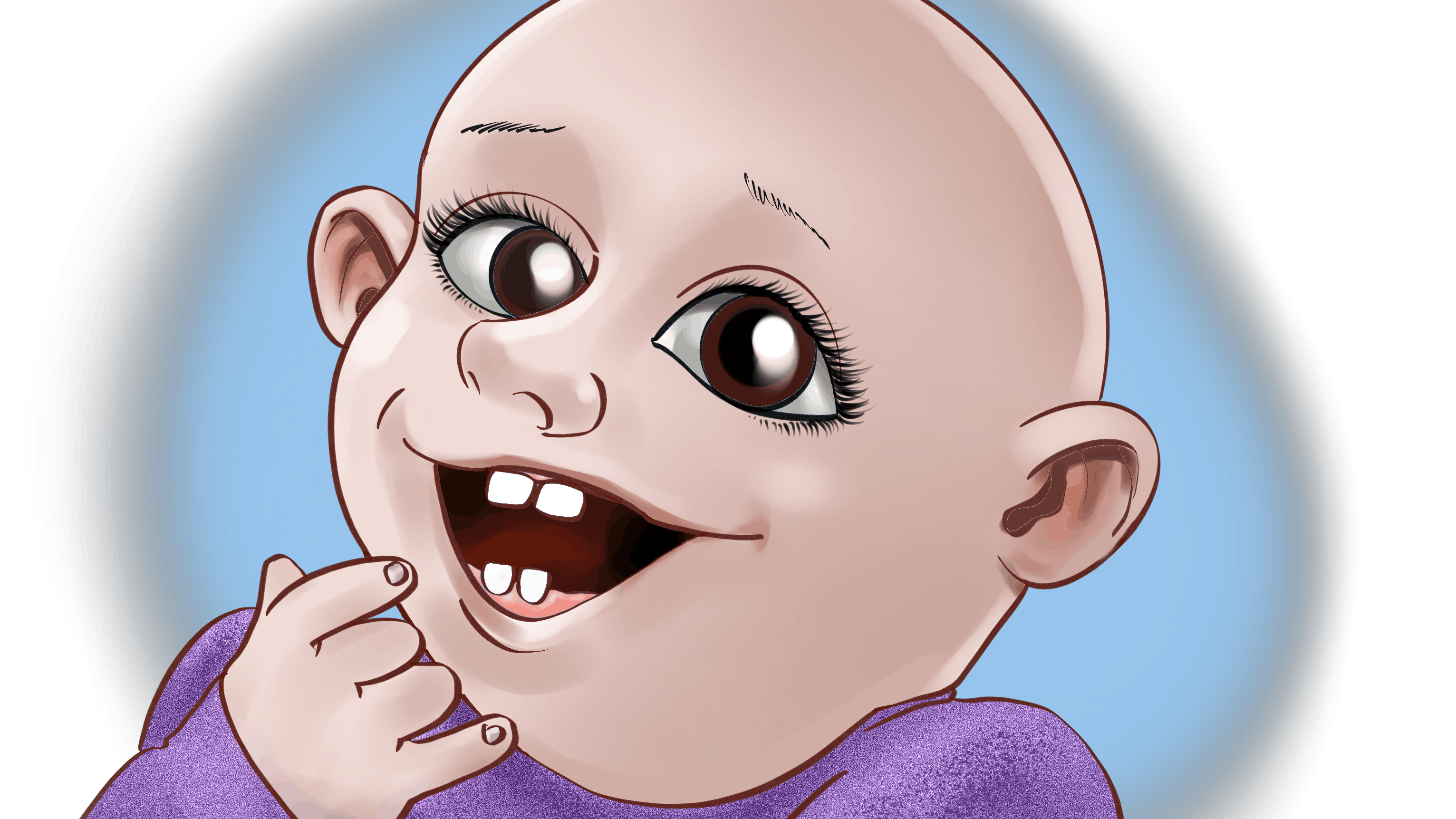 Baby med sine første tænder