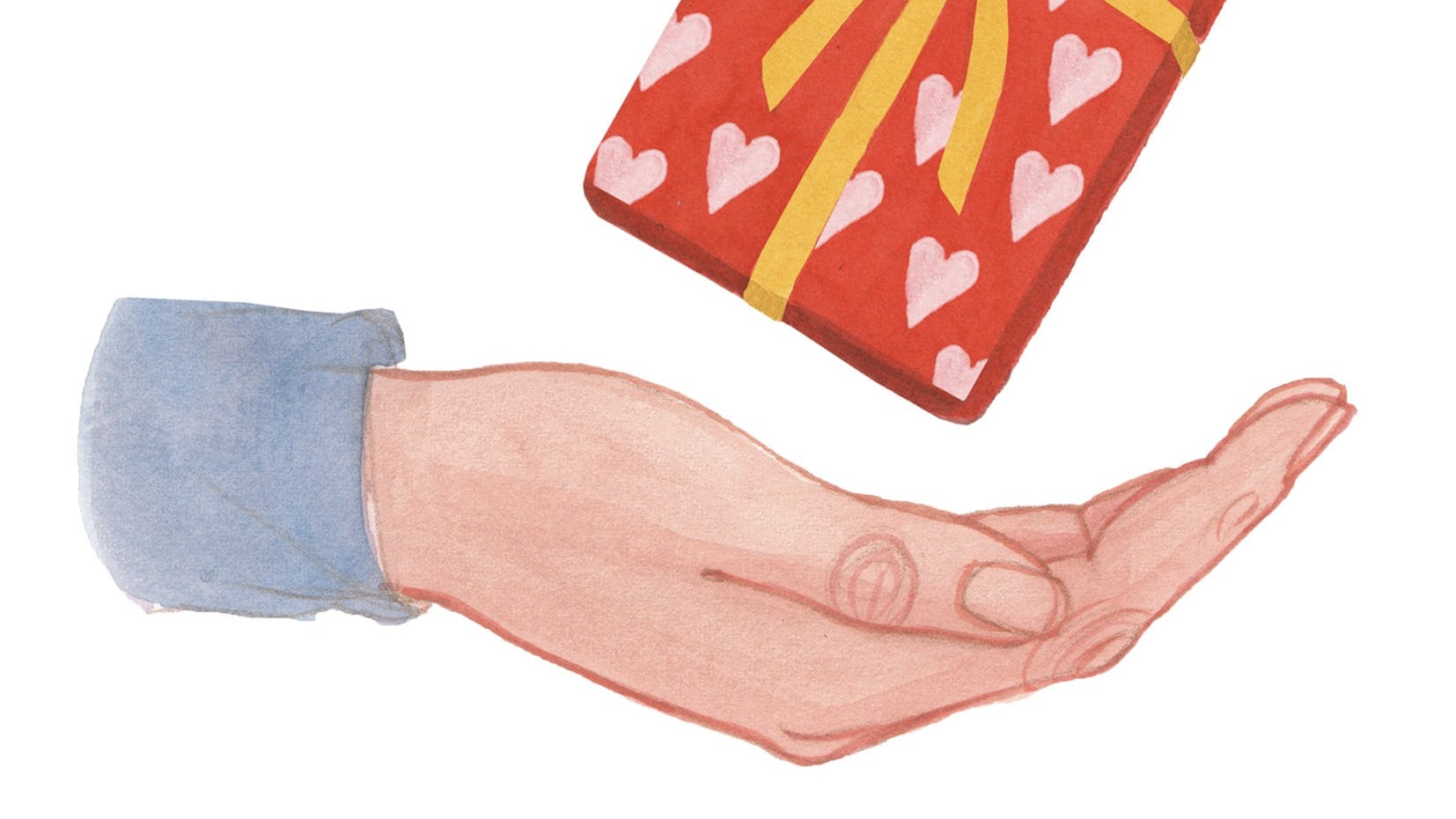 Illustration af gave og hånd