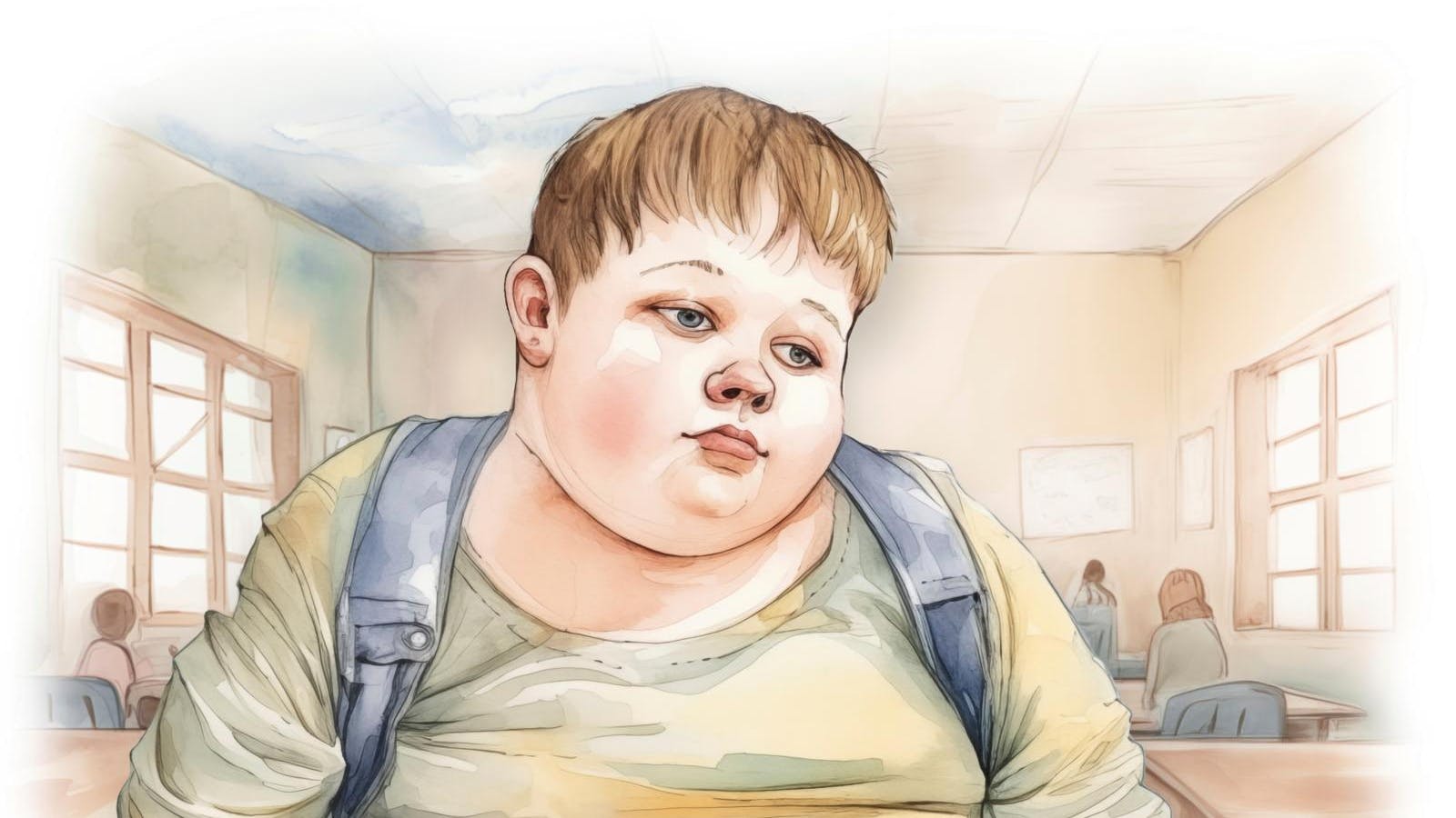 Kraftig dreng ser trist ud.