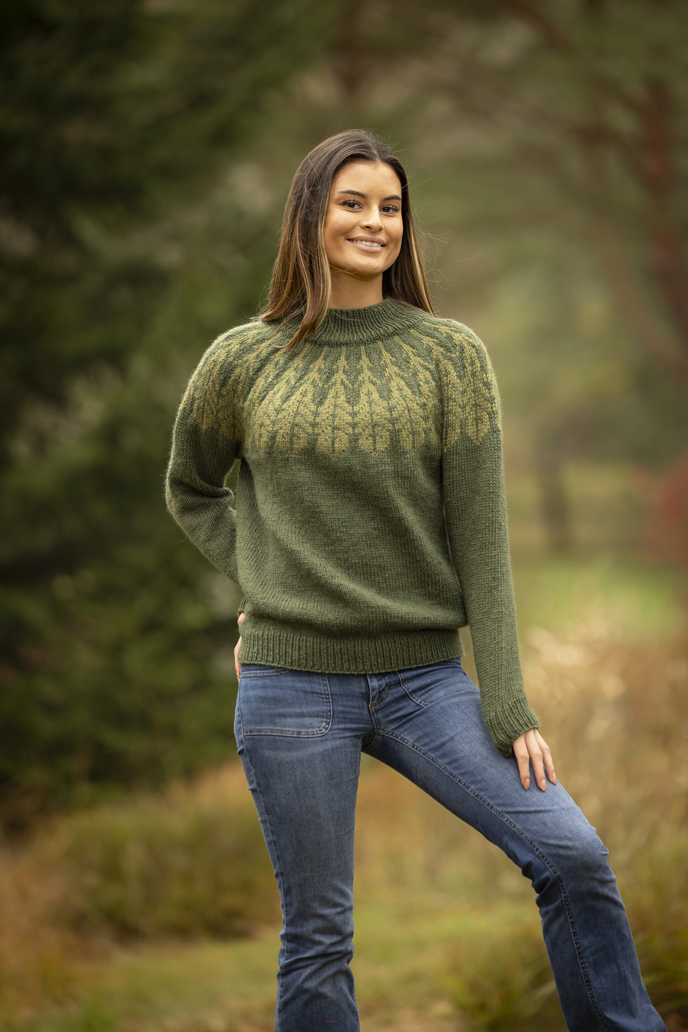 Strik i farver: Grønne blade 