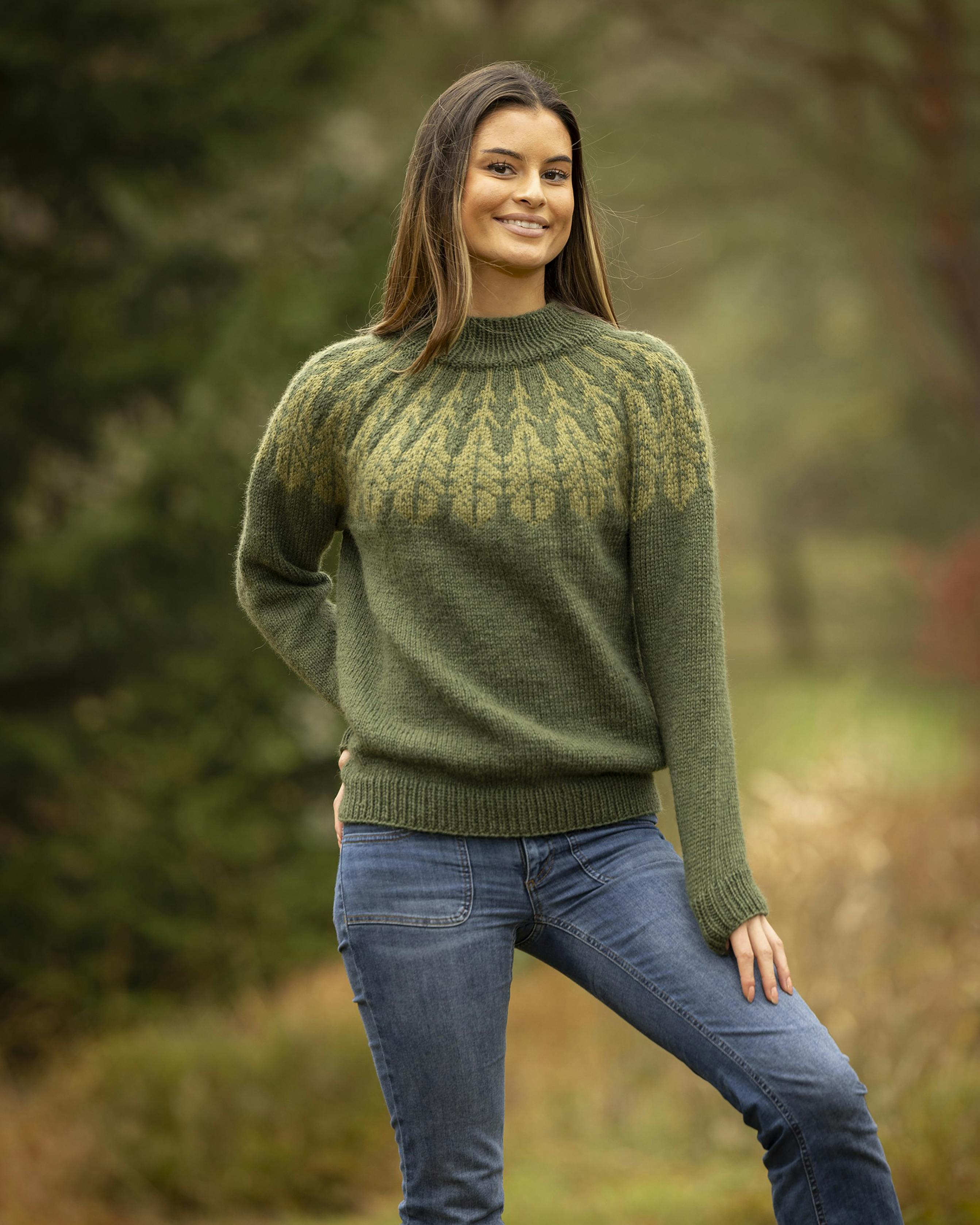 Strik i farver: Grønne blade