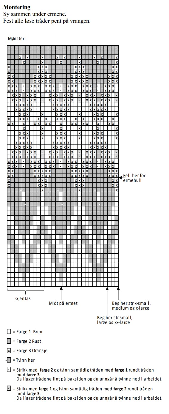 Sweater i brændte farver diagram