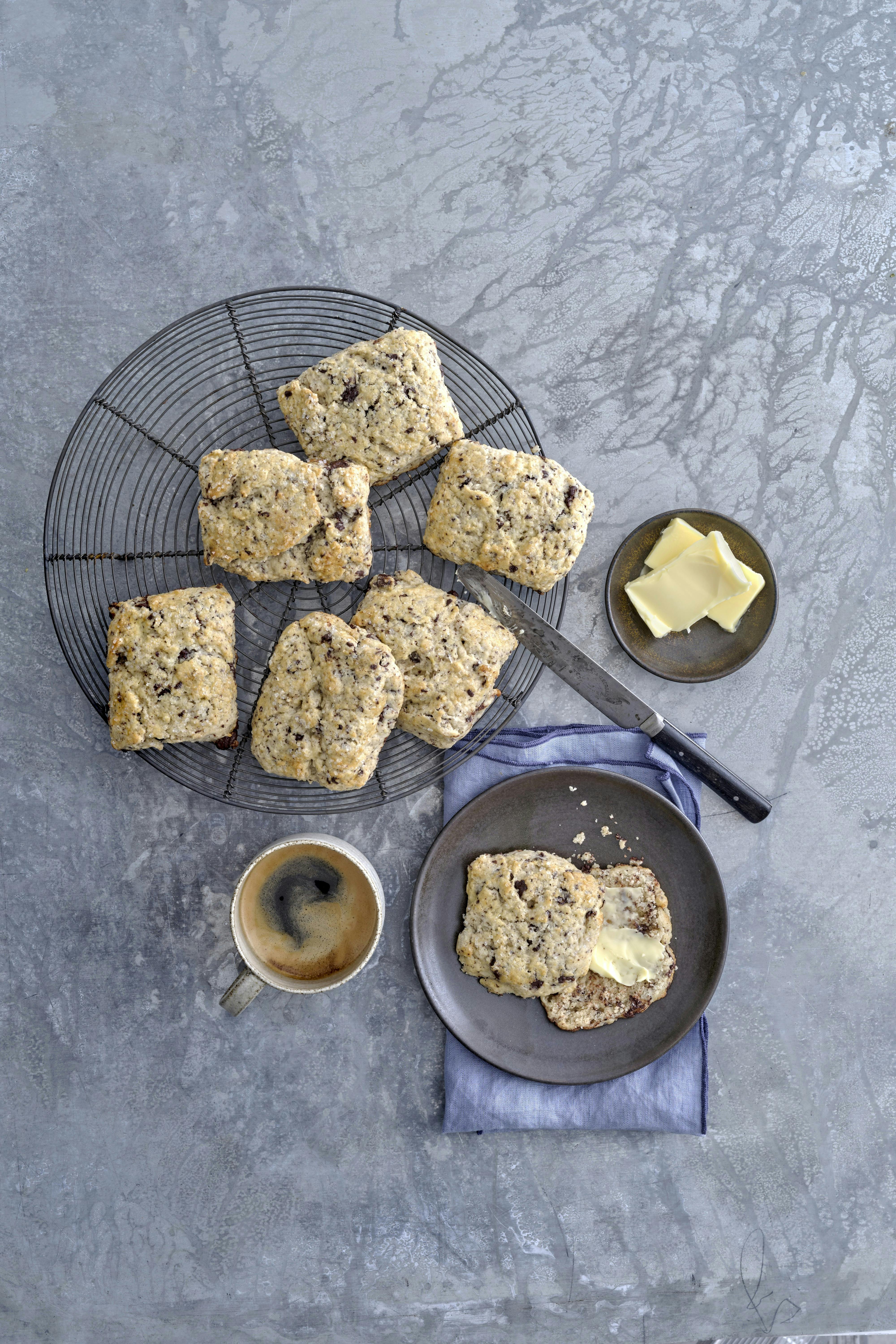Chokoladescones med tykmælk