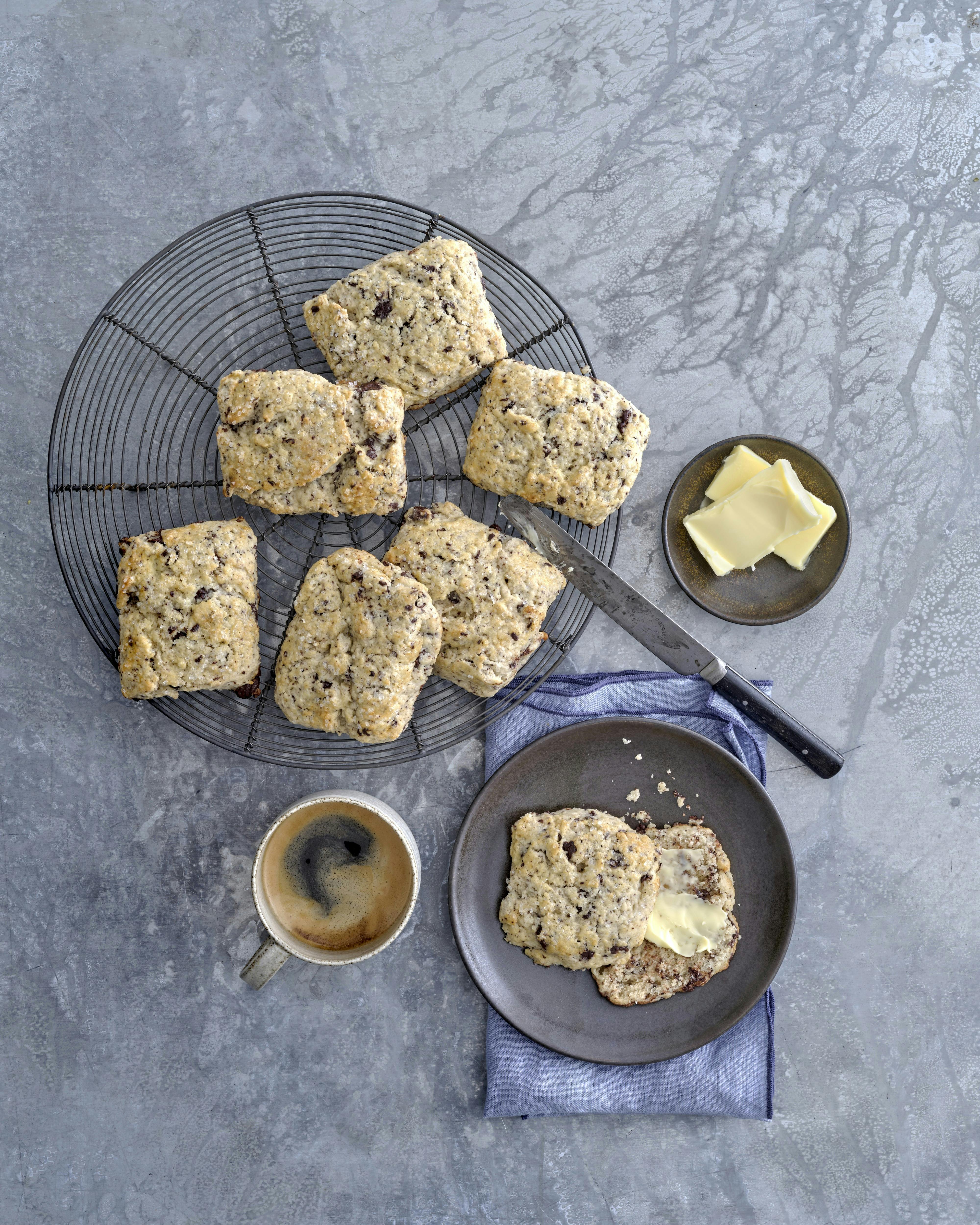 Chokoladescones med tykmælk