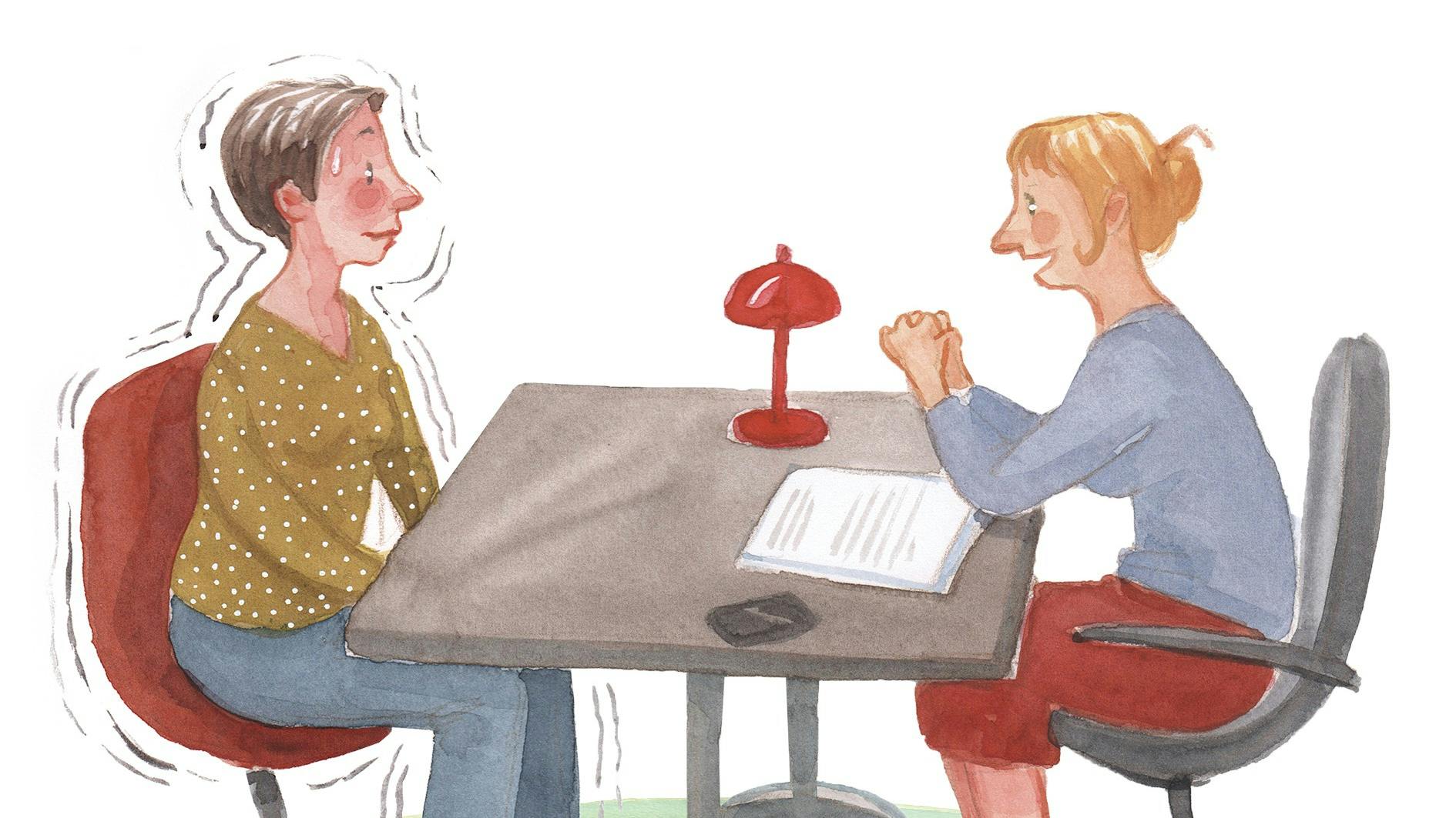 Jobsamtale med nervøs ansøger