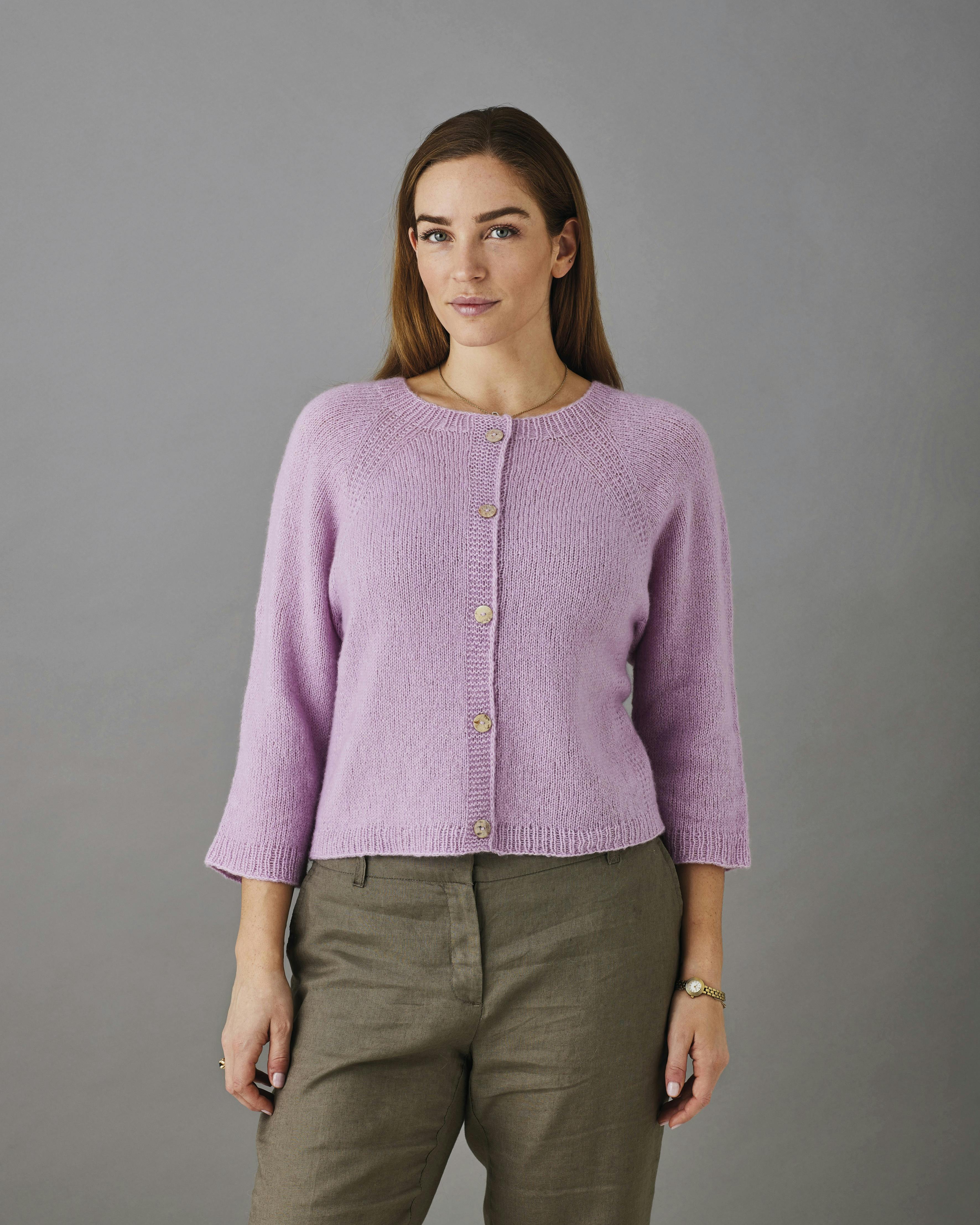 Cardigan med strukturstrikket raglan